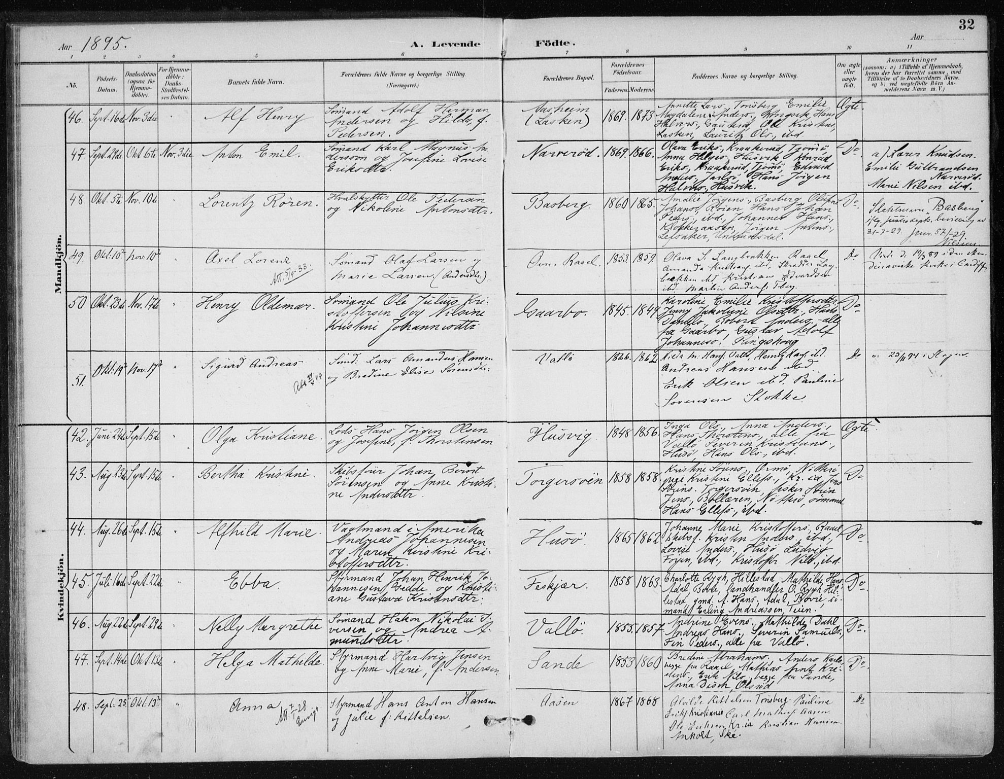 Sem kirkebøker, AV/SAKO-A-5/F/Fb/L0005: Parish register (official) no. II 5, 1892-1904, p. 32