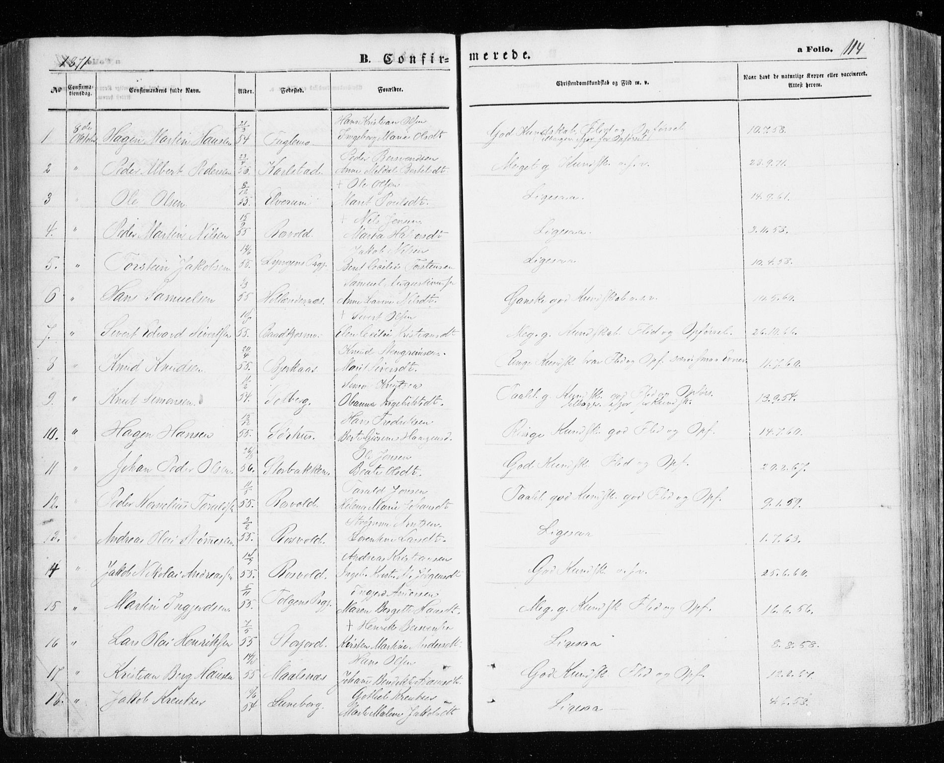 Målselv sokneprestembete, SATØ/S-1311/G/Ga/Gaa/L0004kirke: Parish register (official) no. 4, 1863-1872, p. 114