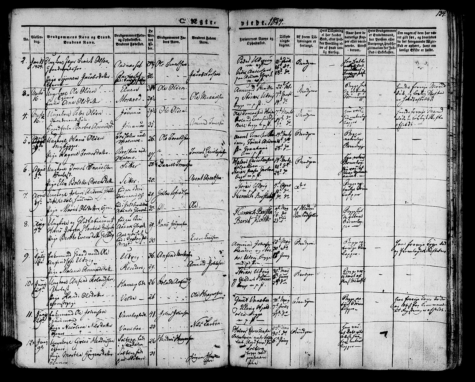 Ministerialprotokoller, klokkerbøker og fødselsregistre - Nord-Trøndelag, SAT/A-1458/741/L0390: Parish register (official) no. 741A04, 1822-1836, p. 134