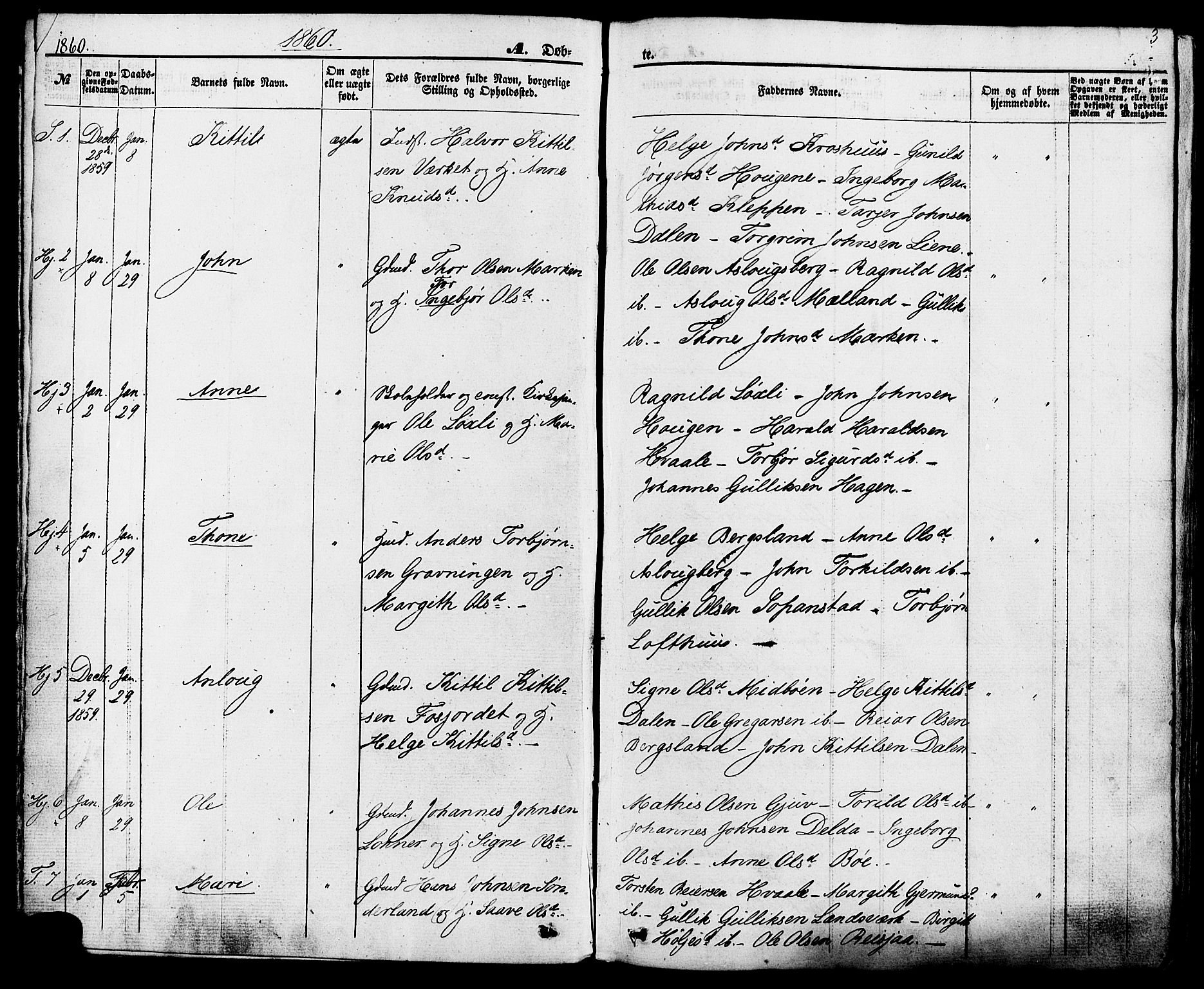 Hjartdal kirkebøker, SAKO/A-270/F/Fa/L0009: Parish register (official) no. I 9, 1860-1879, p. 3