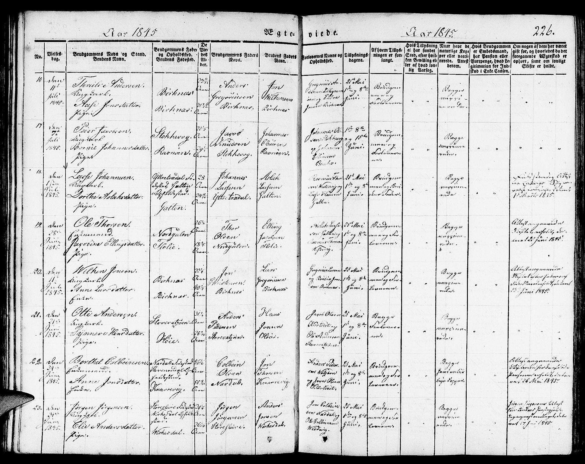 Gulen sokneprestembete, AV/SAB-A-80201/H/Haa/Haaa/L0020: Parish register (official) no. A 20, 1837-1847, p. 226