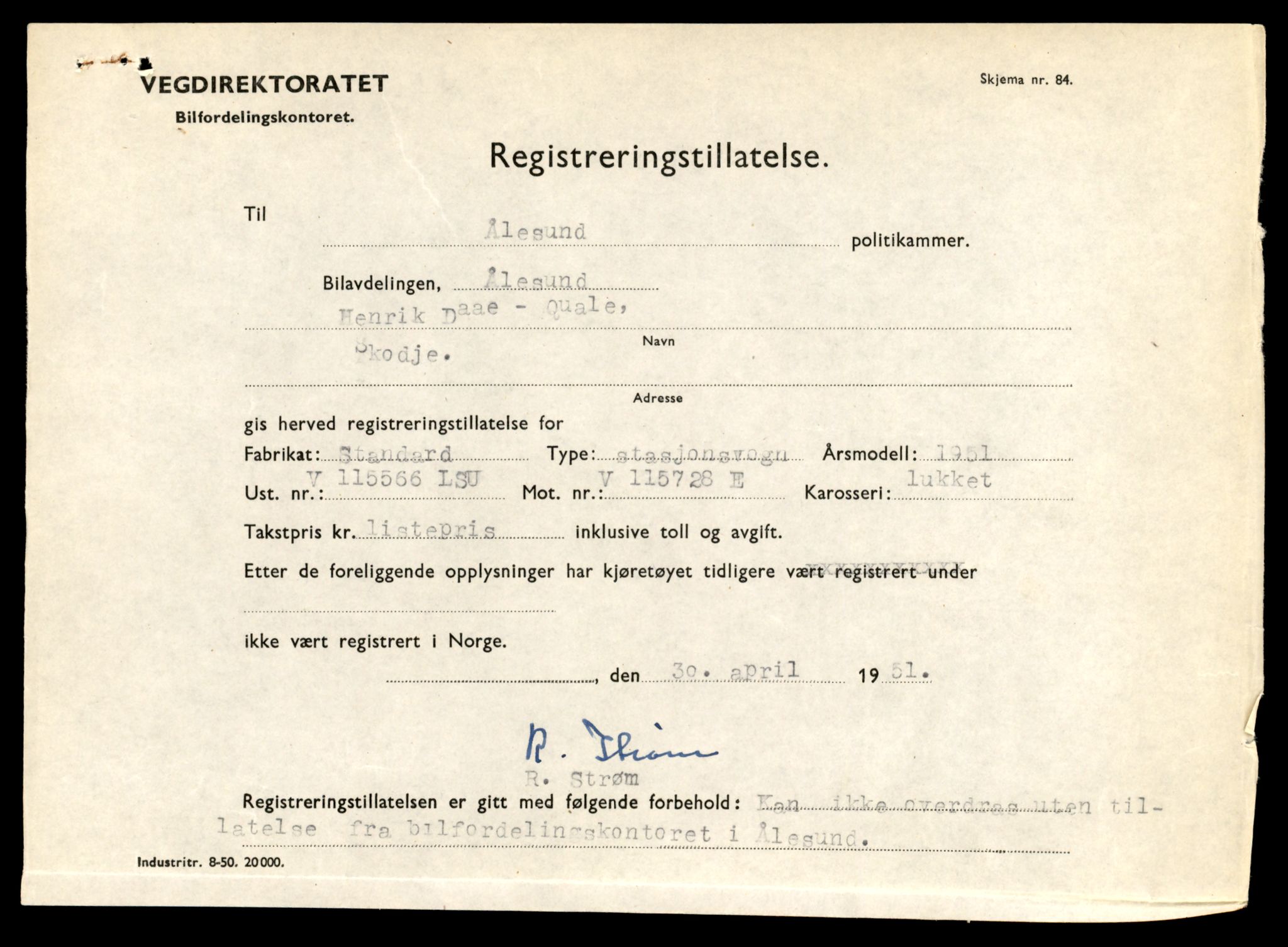 Møre og Romsdal vegkontor - Ålesund trafikkstasjon, AV/SAT-A-4099/F/Fe/L0007: Registreringskort for kjøretøy T 651 - T 746, 1927-1998, p. 2957