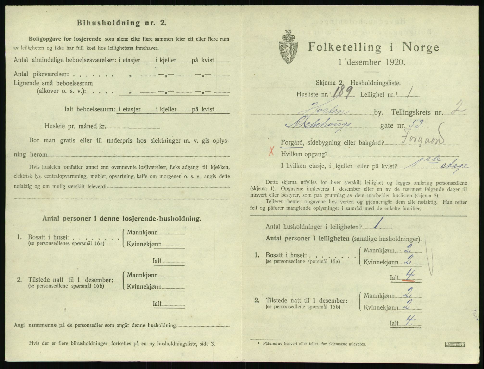 SAKO, 1920 census for Horten, 1920, p. 4041