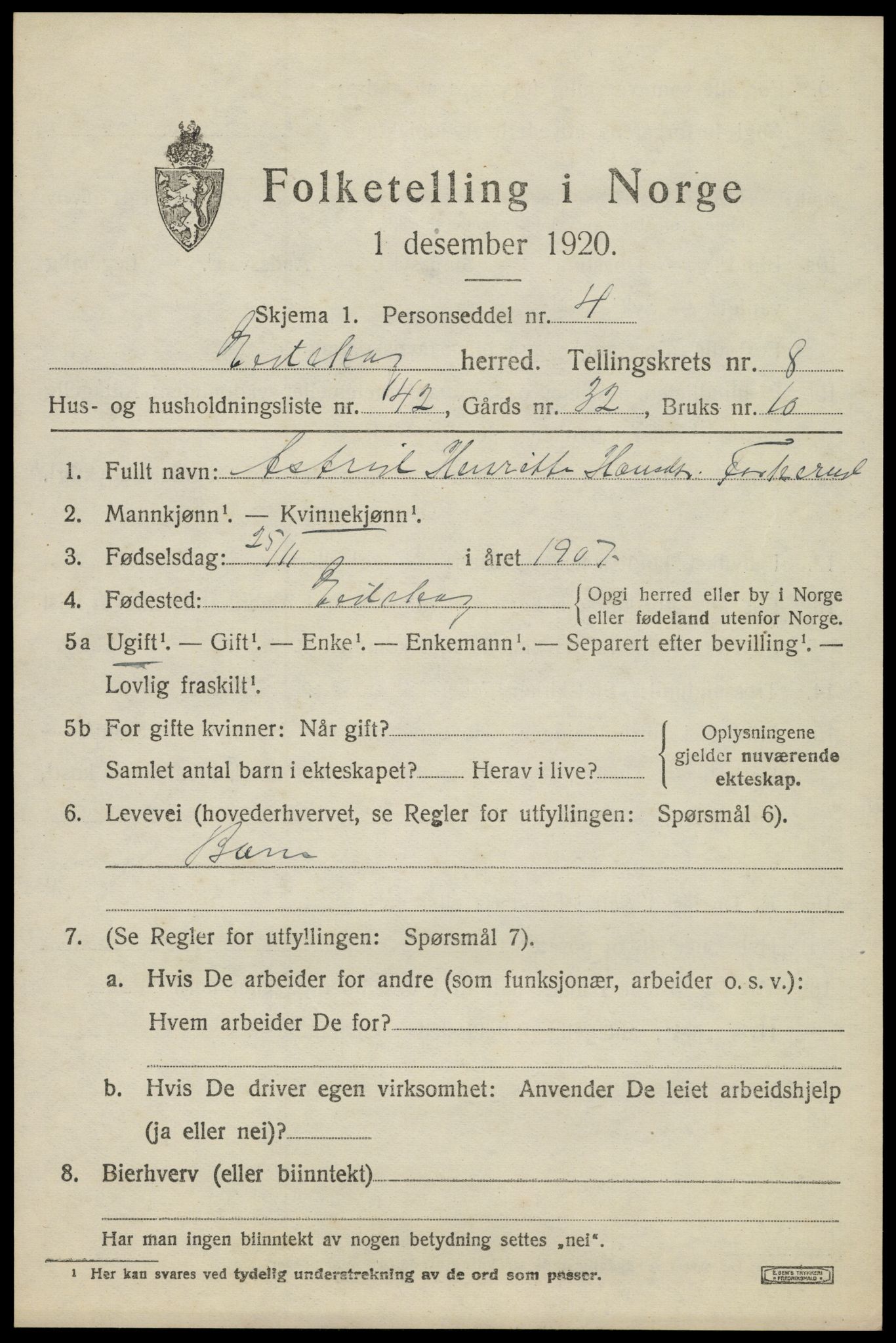 SAH, 1920 census for Eidskog, 1920, p. 9267