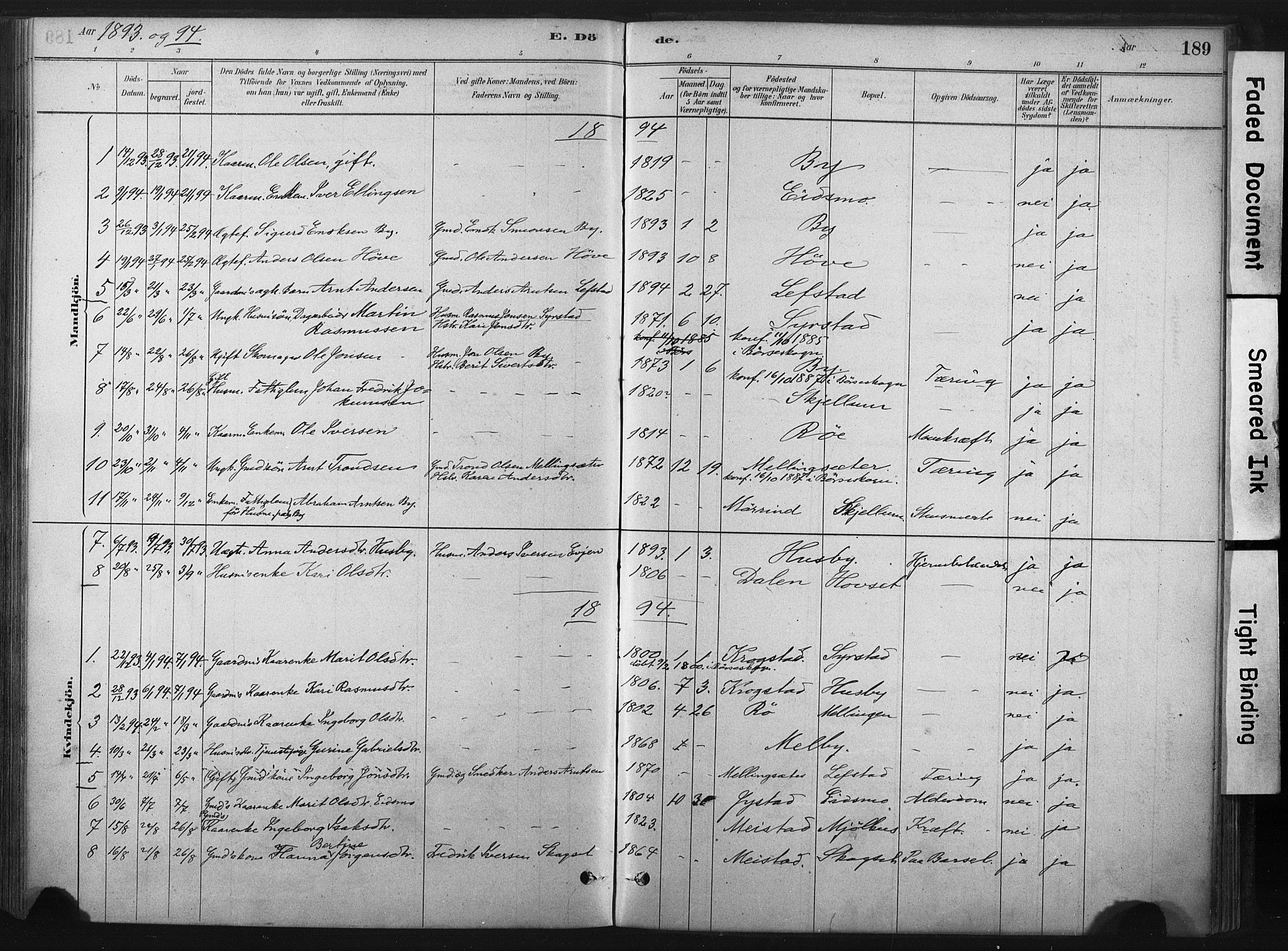 Ministerialprotokoller, klokkerbøker og fødselsregistre - Sør-Trøndelag, SAT/A-1456/667/L0795: Parish register (official) no. 667A03, 1879-1907, p. 189