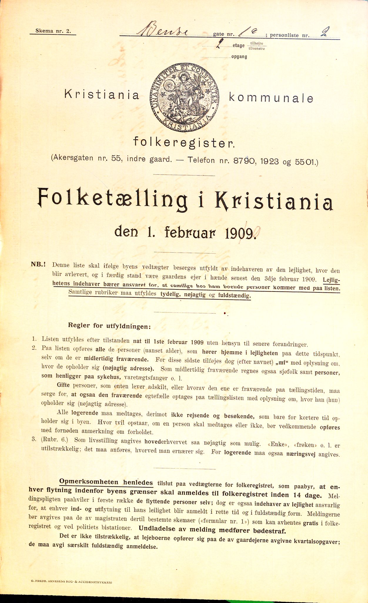 OBA, Municipal Census 1910 for Kristiania, 1910, p. 3354