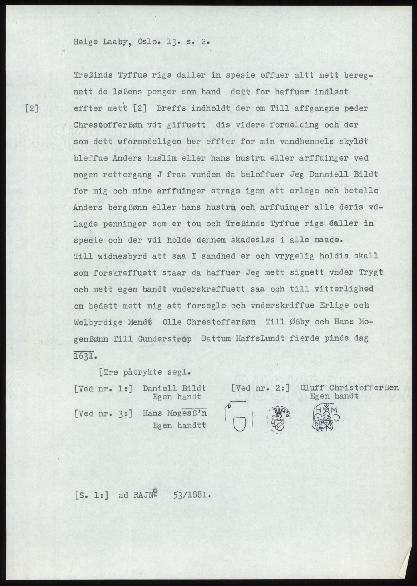 Samlinger til kildeutgivelse, Diplomavskriftsamlingen, AV/RA-EA-4053/H/Ha, p. 517