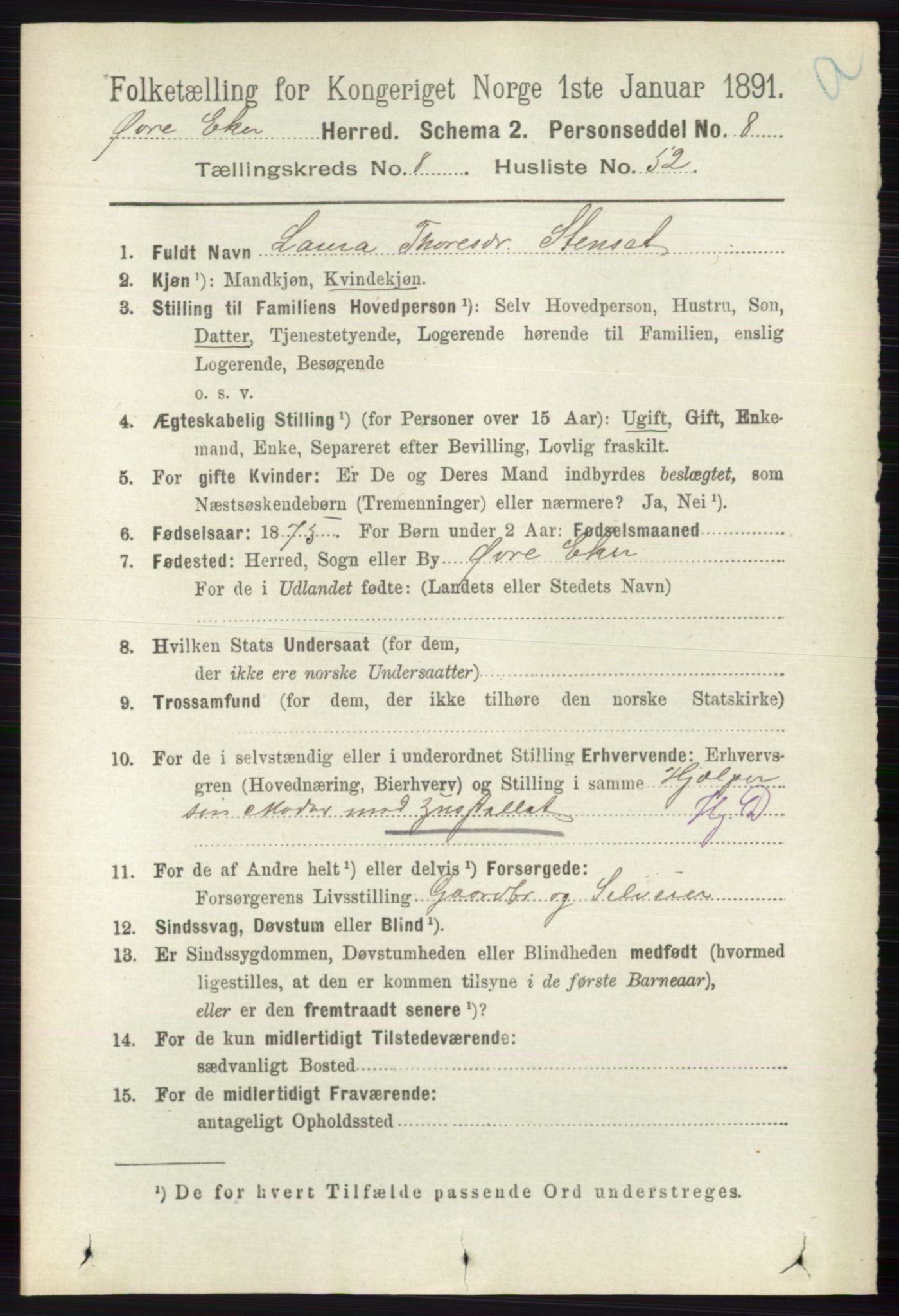 RA, 1891 census for 0624 Øvre Eiker, 1891, p. 3533