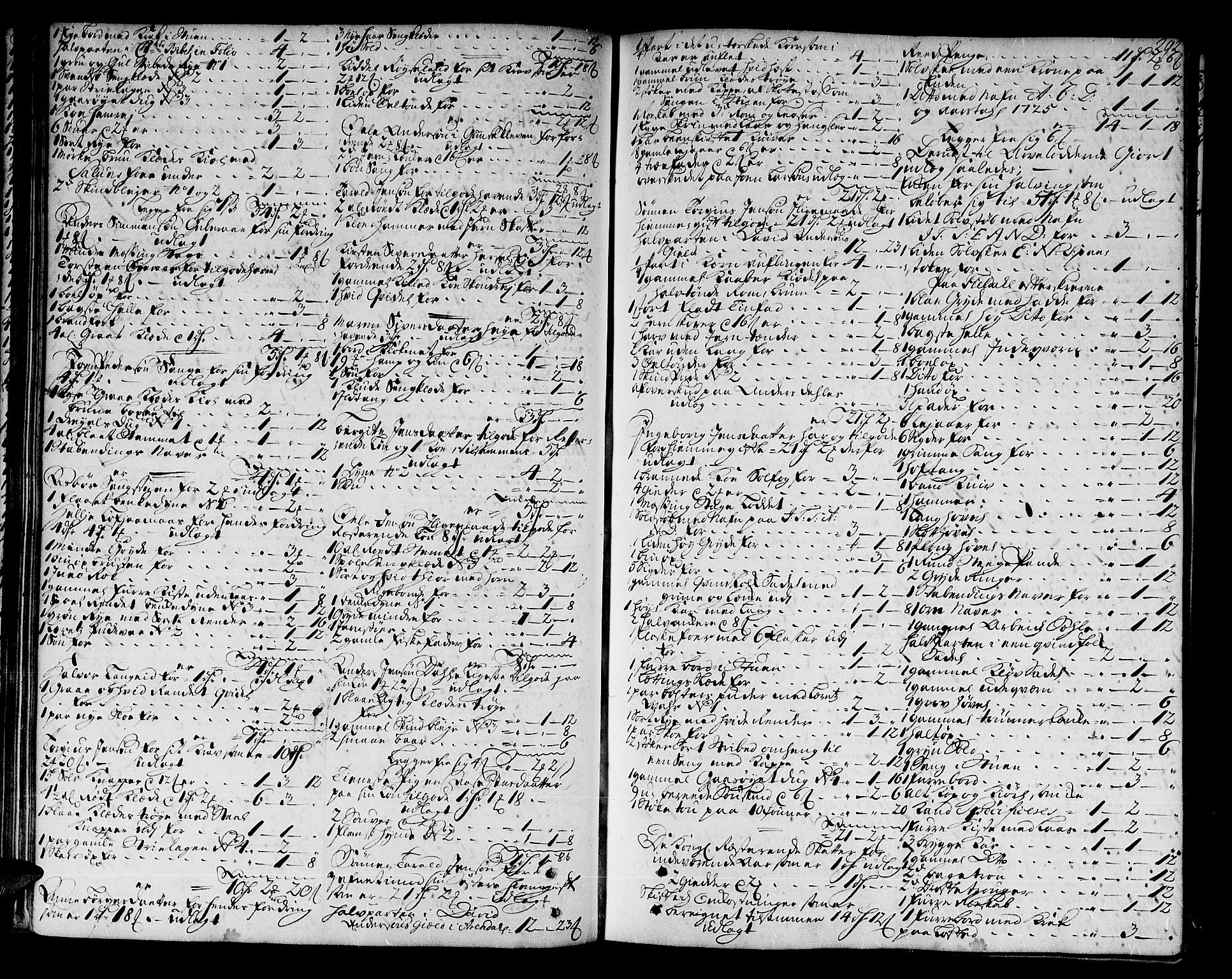Nedenes sorenskriveri før 1824, AV/SAK-1221-0007/H/Hc/L0010: Skifteprotokoll med register nr 9a, 1722-1727, p. 291b-292a