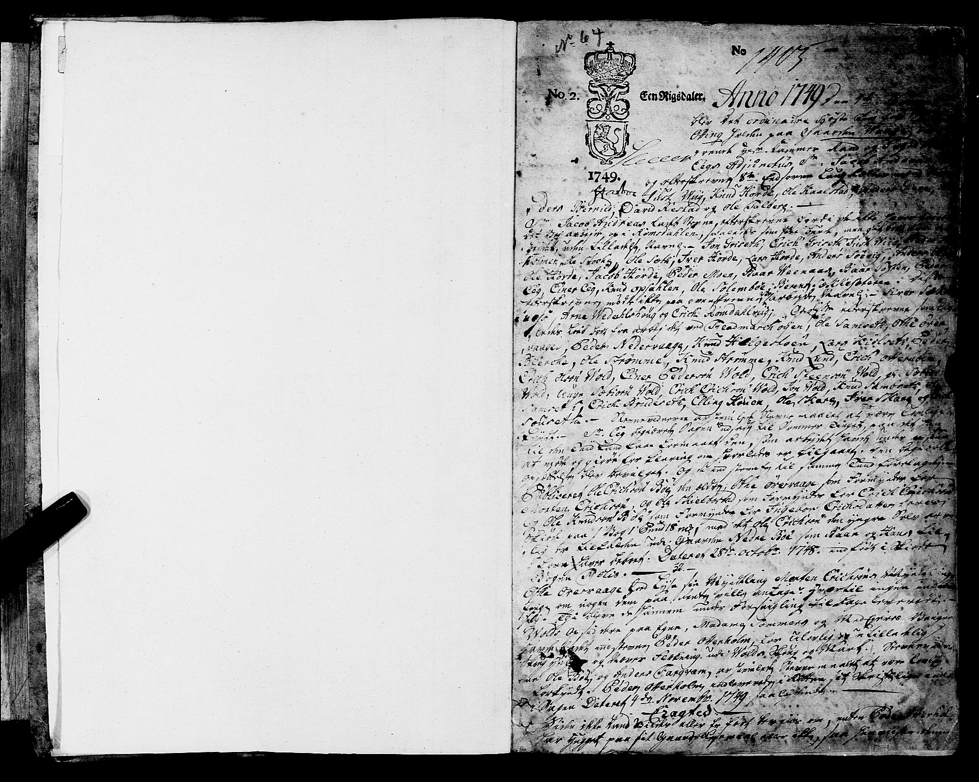 Romsdal sorenskriveri, SAT/A-4149/1/1/1A/L0013: Tingbok, 1749-1757, p. 0-1