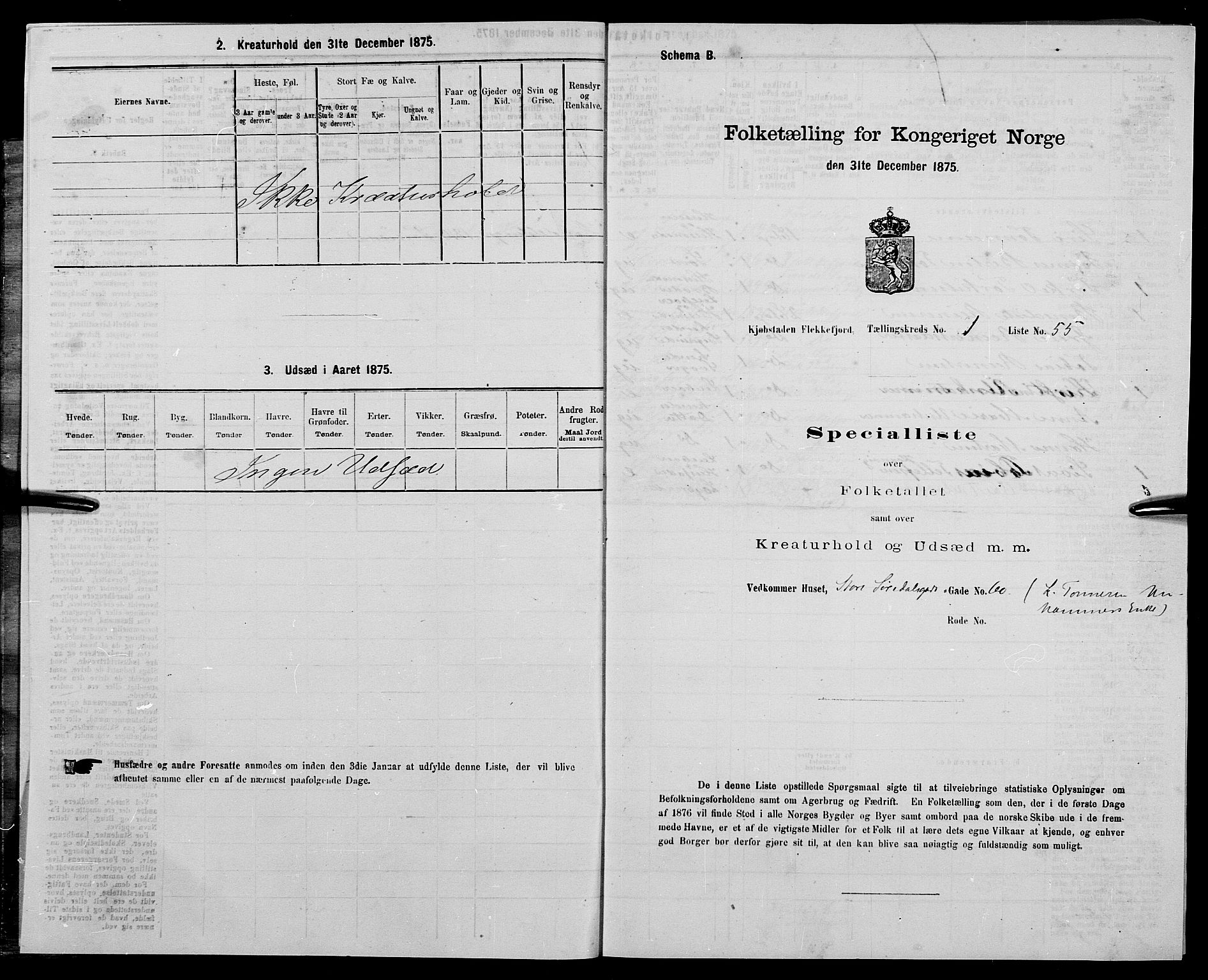 SAK, 1875 census for 1004B Flekkefjord/Flekkefjord, 1875, p. 14