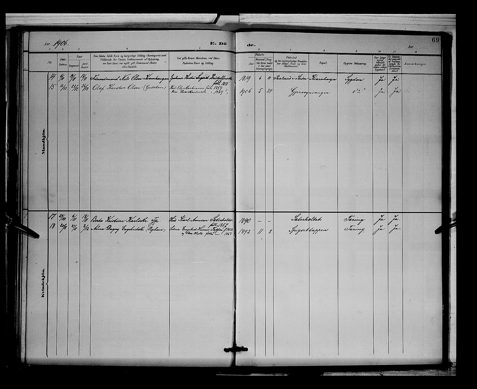 Sør-Odal prestekontor, AV/SAH-PREST-030/H/Ha/Hab/L0004: Parish register (copy) no. 4, 1895-1906, p. 69