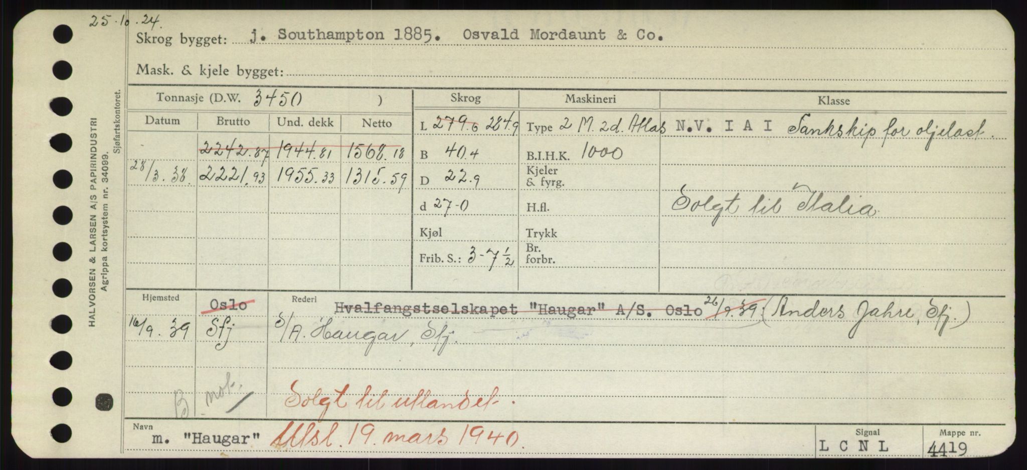 Sjøfartsdirektoratet med forløpere, Skipsmålingen, RA/S-1627/H/Hd/L0014: Fartøy, H-Havl, p. 391