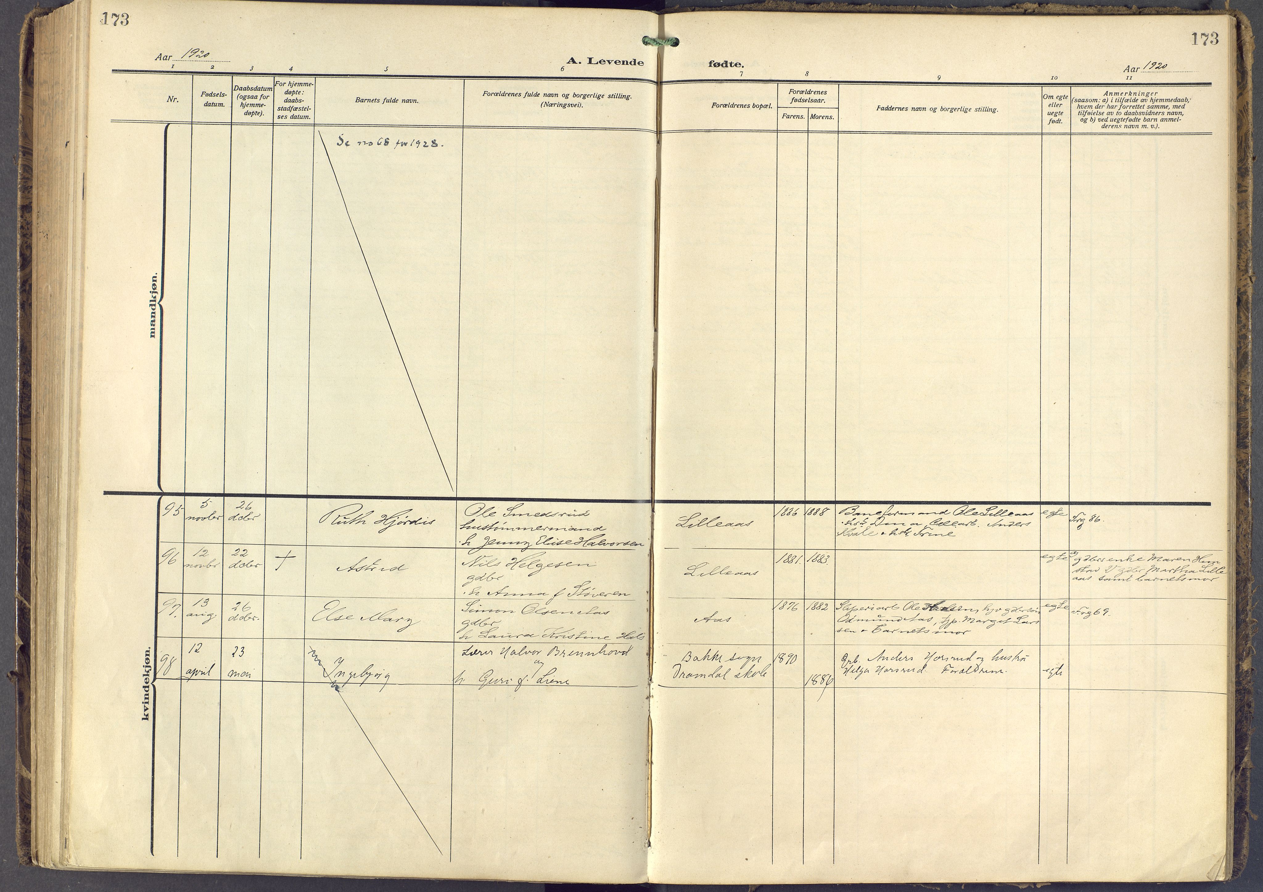 Eiker kirkebøker, AV/SAKO-A-4/F/Fb/L0009: Parish register (official) no. II 9, 1908-1923, p. 173