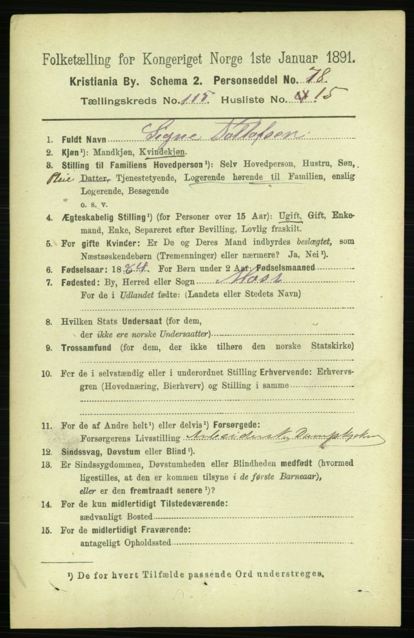 RA, 1891 census for 0301 Kristiania, 1891, p. 62215