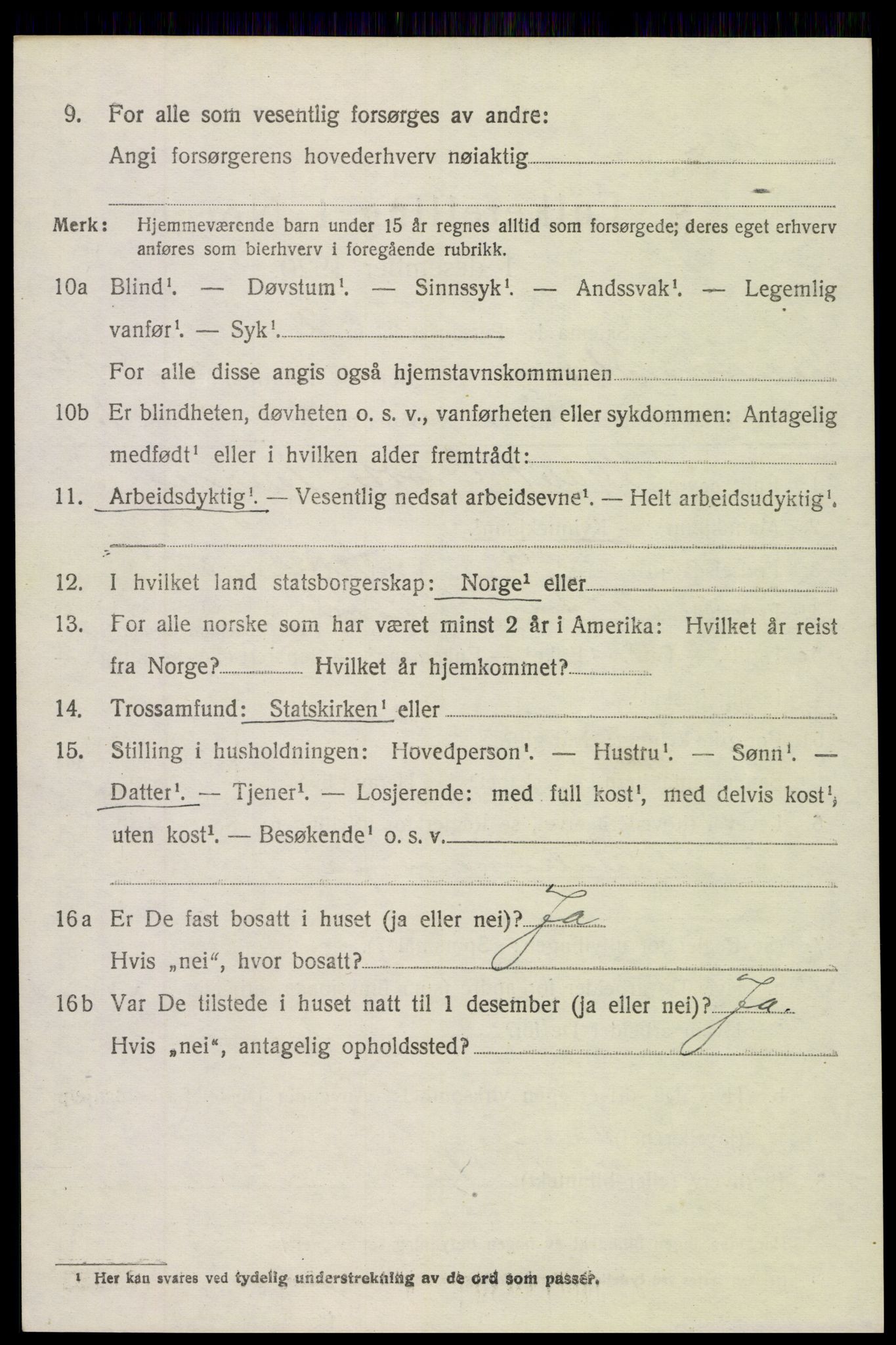 SAH, 1920 census for Vestre Slidre, 1920, p. 5615