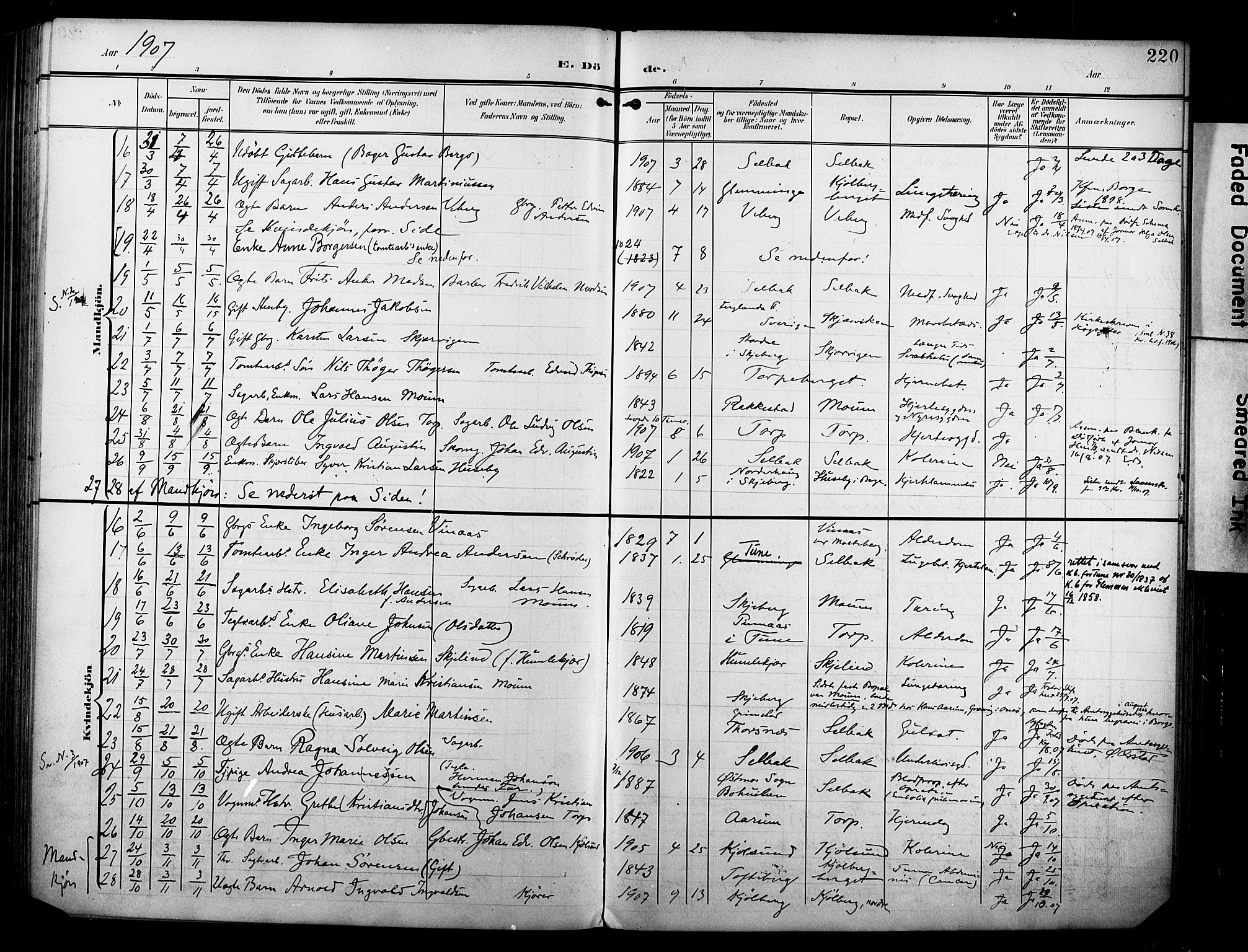 Borge prestekontor Kirkebøker, AV/SAO-A-10903/F/Fa/L0009: Parish register (official) no. I 9, 1902-1911, p. 220