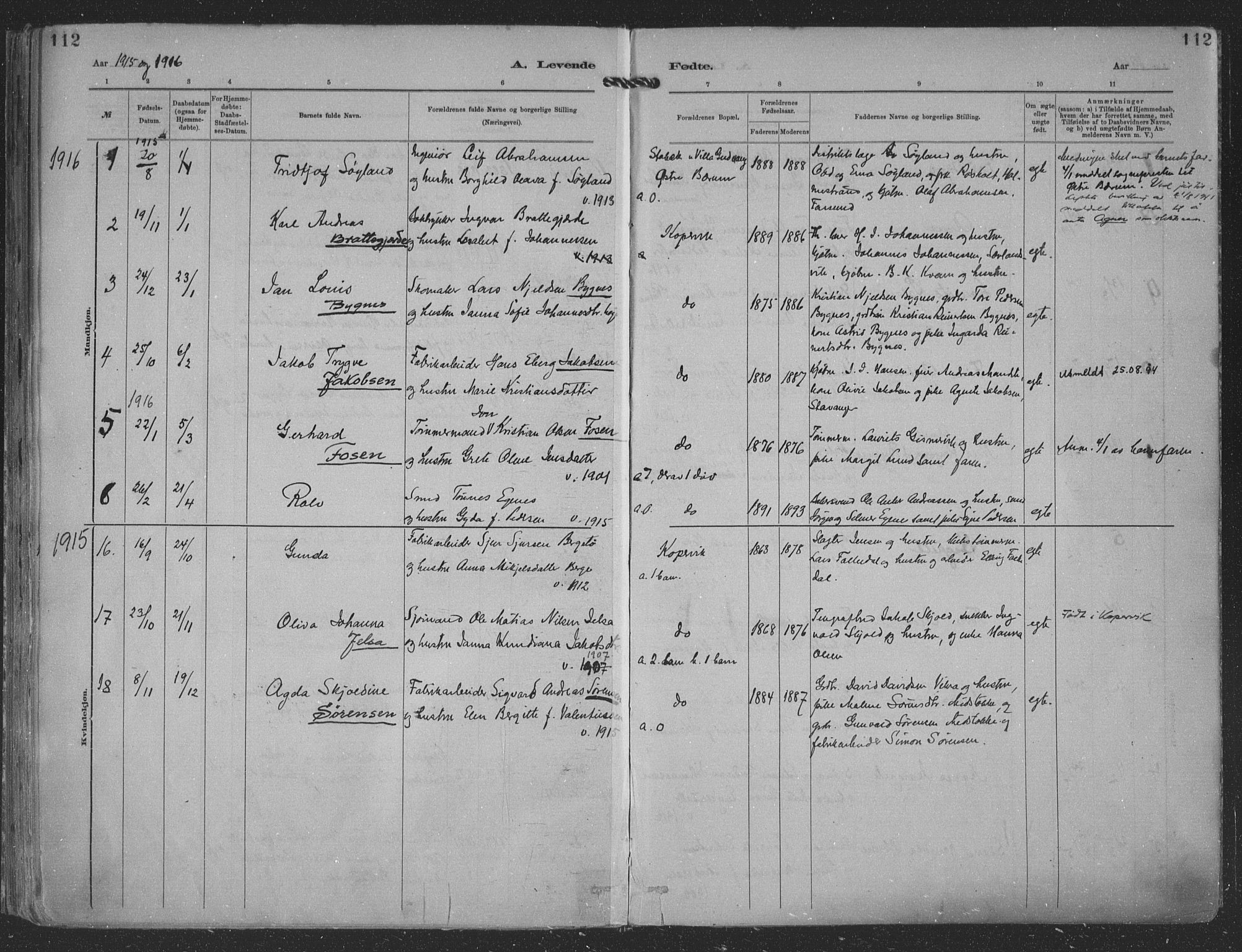 Kopervik sokneprestkontor, AV/SAST-A-101850/H/Ha/Haa/L0001: Parish register (official) no. A 1, 1880-1919, p. 112