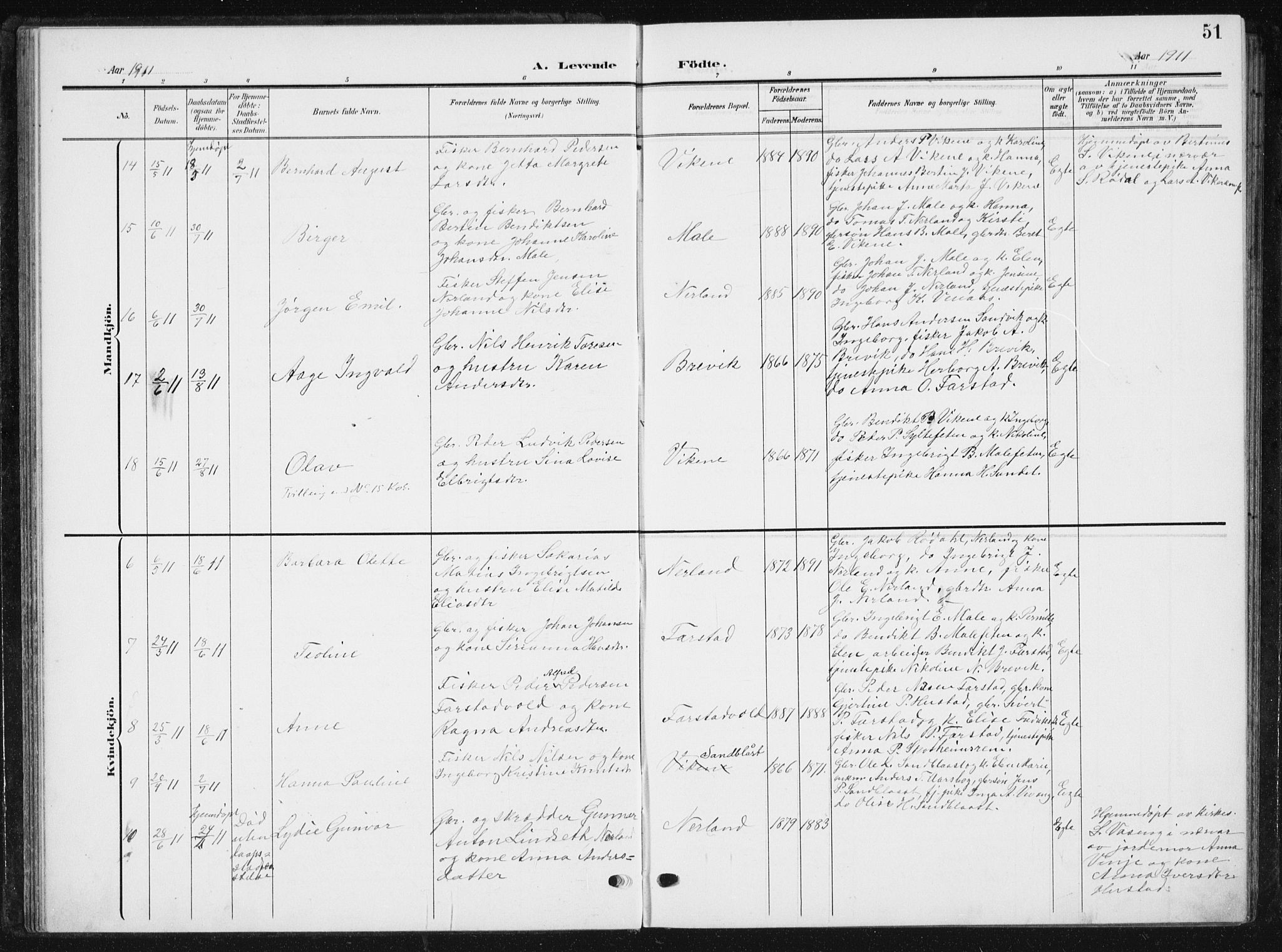 Ministerialprotokoller, klokkerbøker og fødselsregistre - Møre og Romsdal, AV/SAT-A-1454/567/L0784: Parish register (copy) no. 567C04, 1903-1938, p. 51