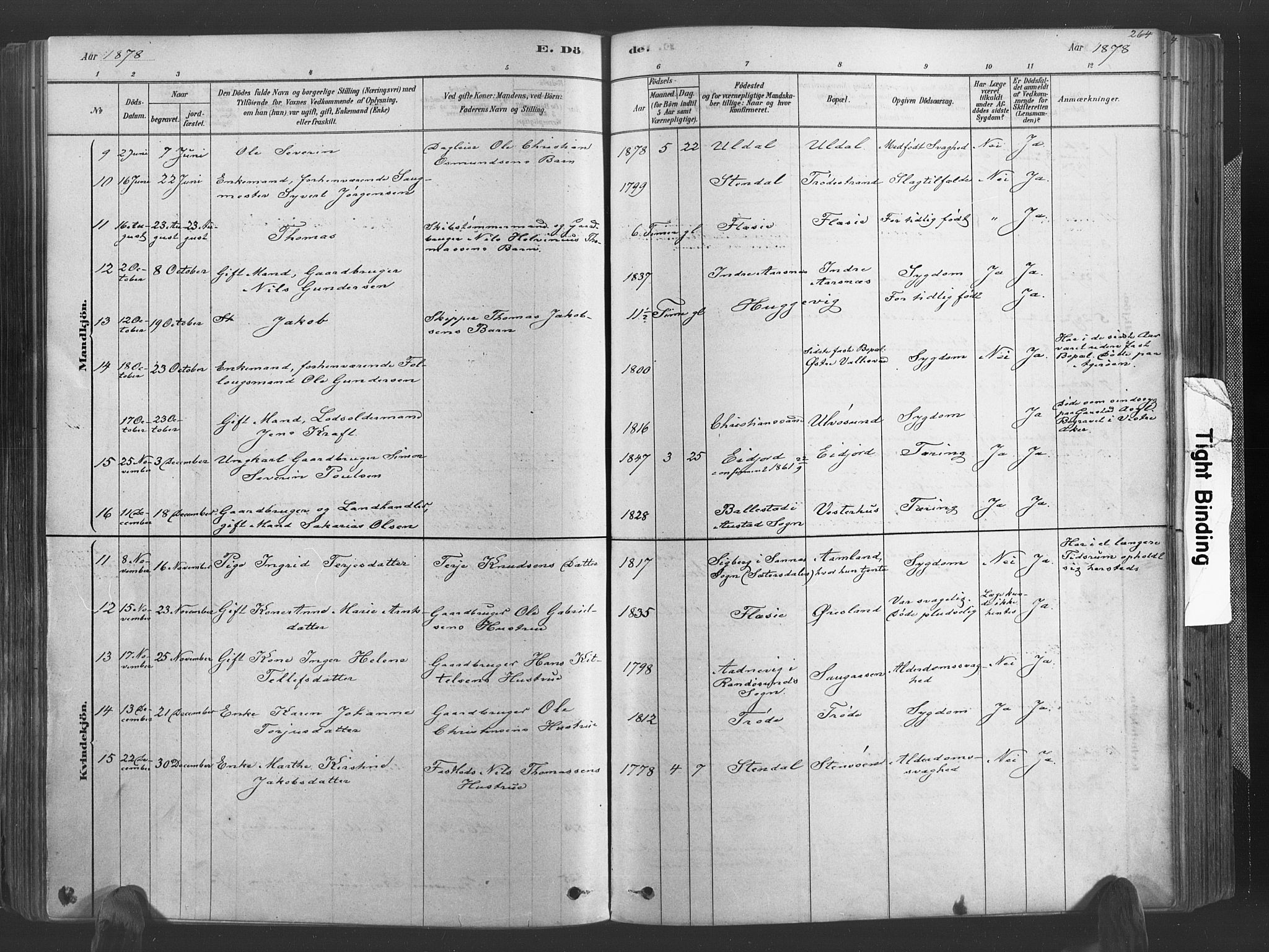 Høvåg sokneprestkontor, AV/SAK-1111-0025/F/Fa/L0005: Parish register (official) no. A 5, 1878-1893, p. 264