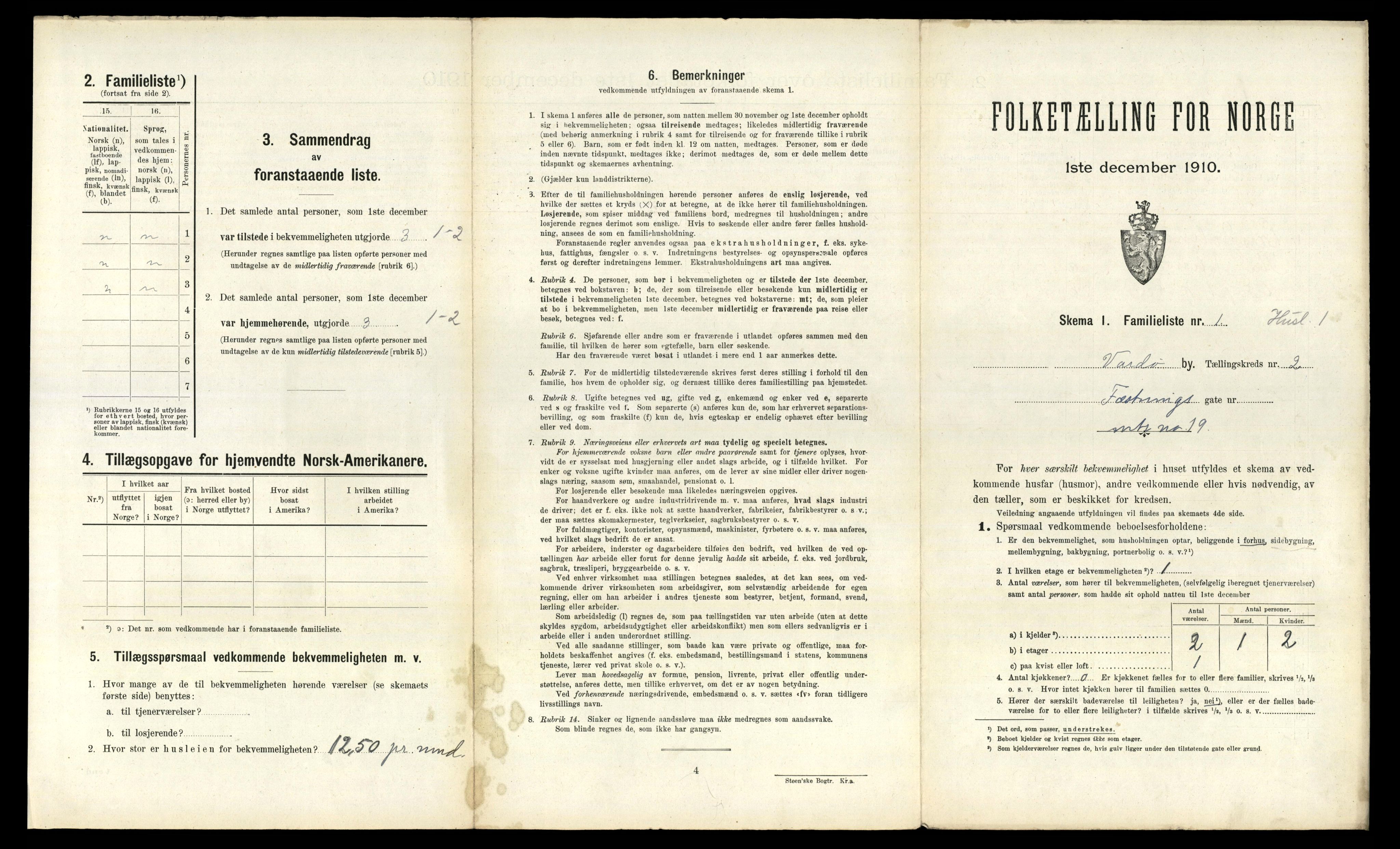 RA, 1910 census for Vardø, 1910, p. 332