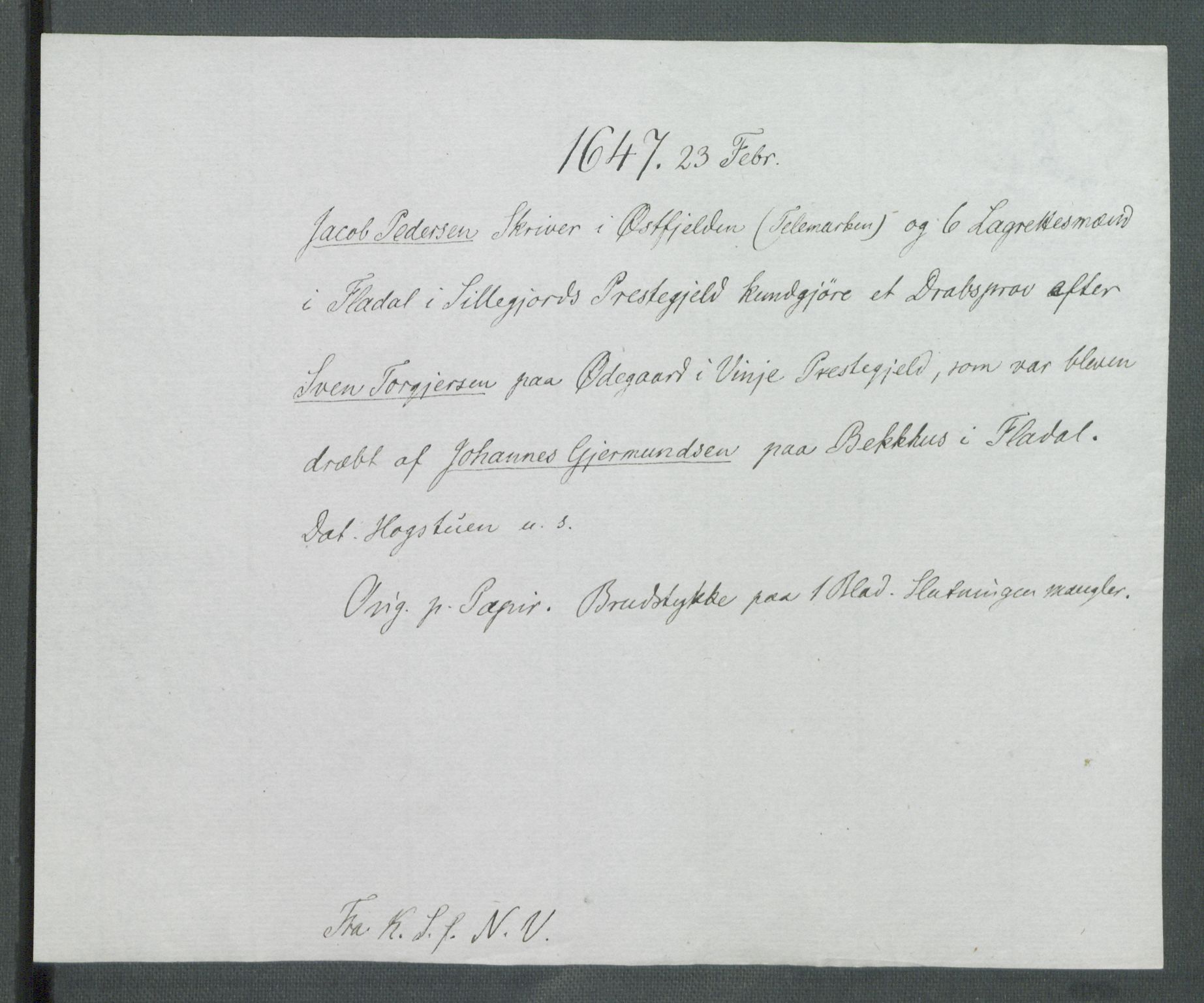 Riksarkivets diplomsamling, AV/RA-EA-5965/F02/L0160: Dokumenter, 1647, p. 16