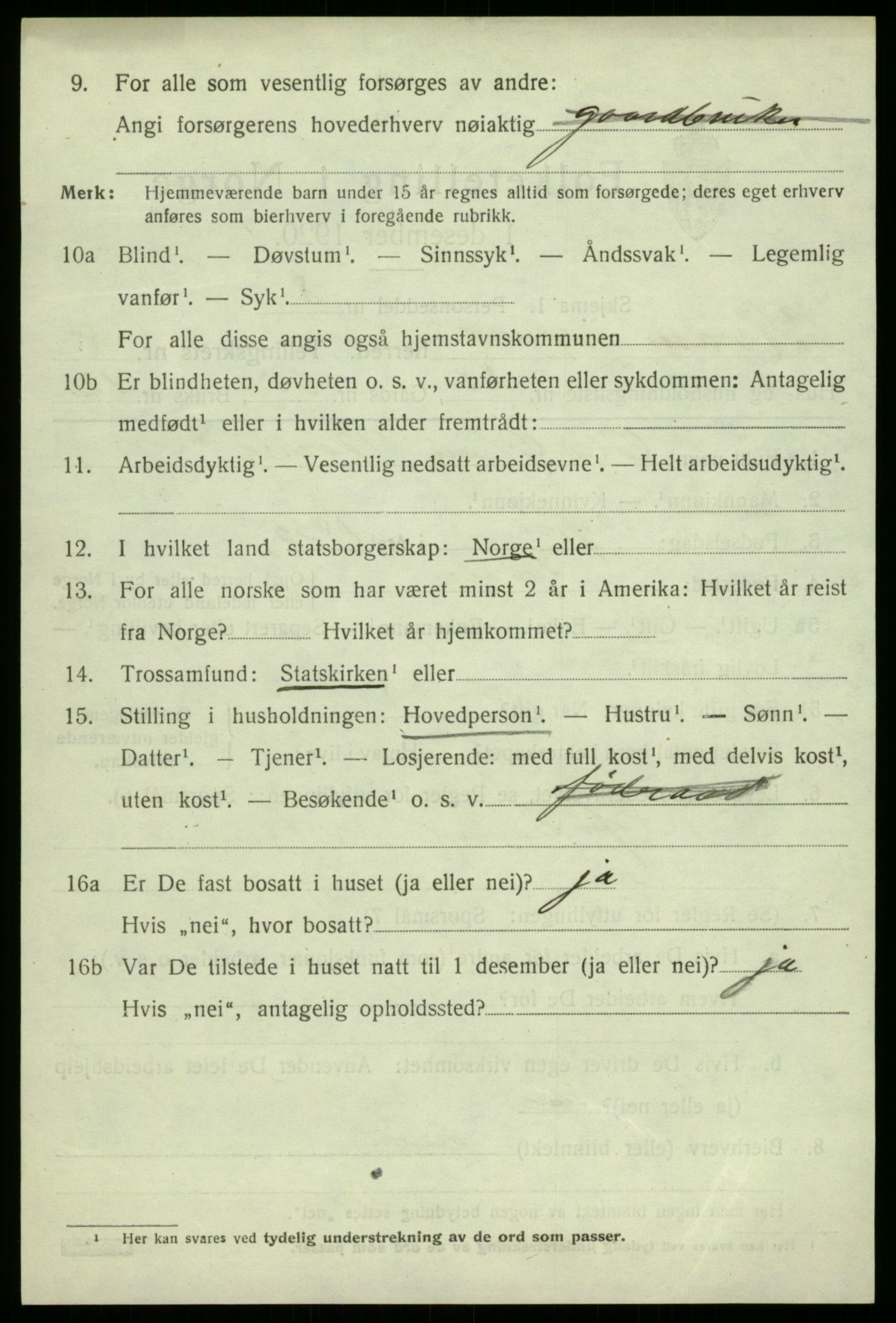 SAB, 1920 census for Kvam, 1920, p. 5408