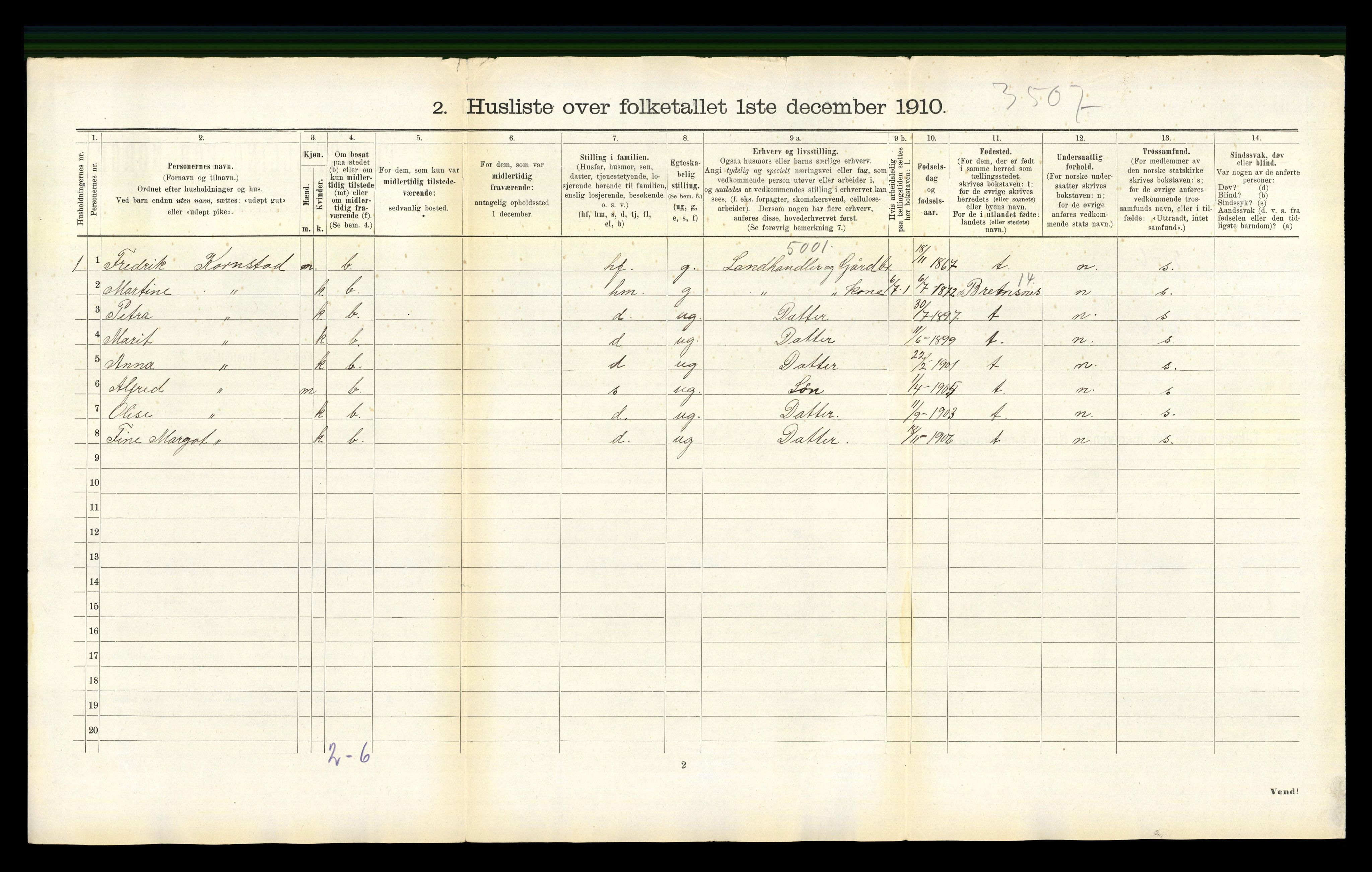 RA, 1910 census for Kornstad, 1910, p. 472