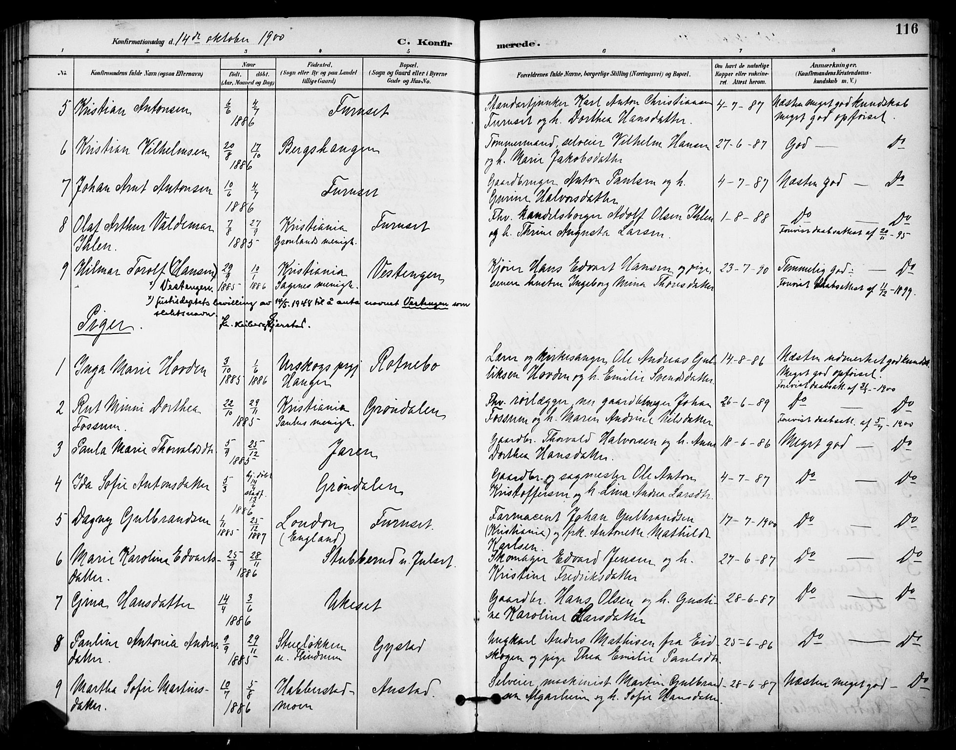 Ullensaker prestekontor Kirkebøker, SAO/A-10236a/F/Fa/L0020: Parish register (official) no. I 20, 1892-1902, p. 116