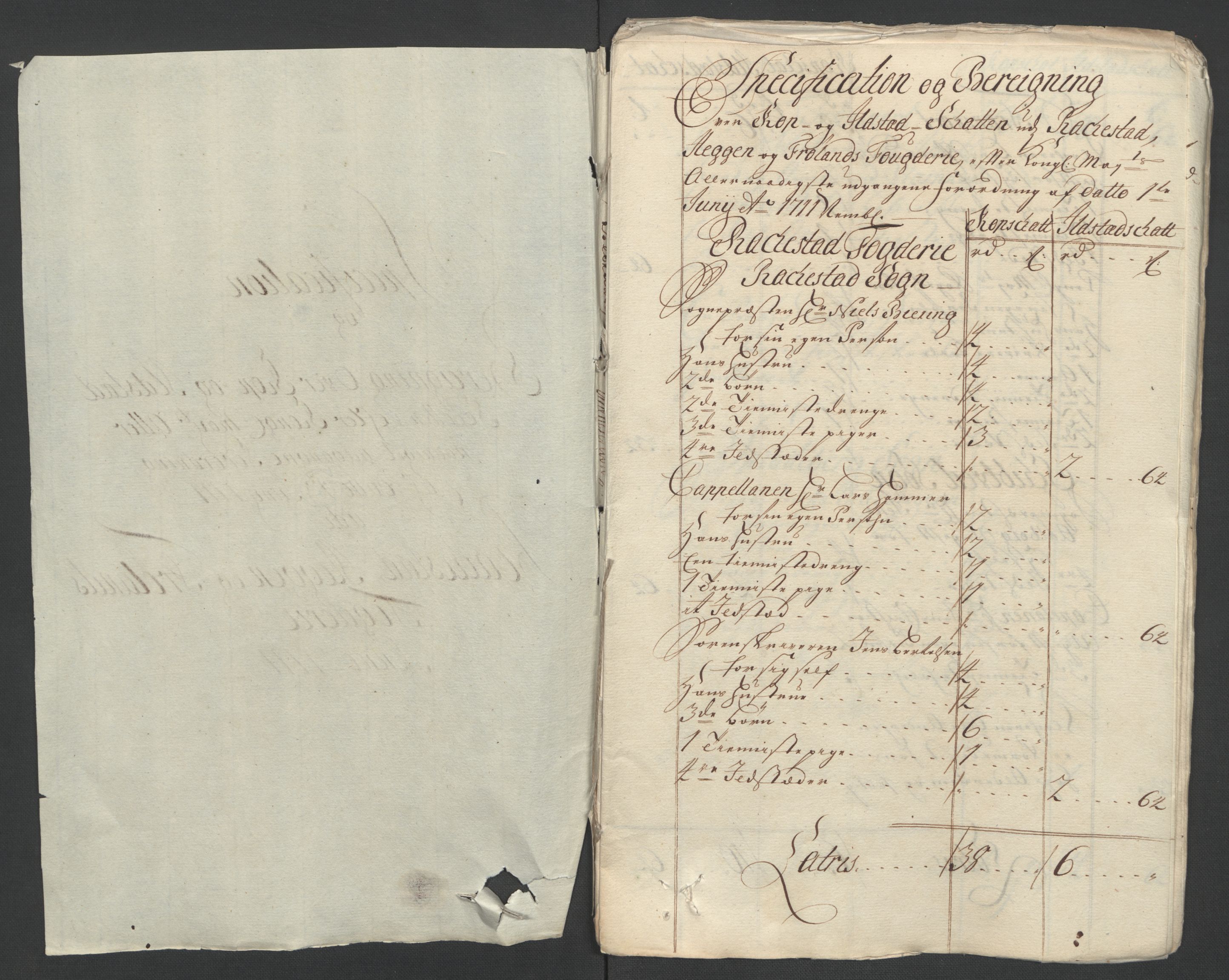 Rentekammeret inntil 1814, Reviderte regnskaper, Fogderegnskap, RA/EA-4092/R07/L0303: Fogderegnskap Rakkestad, Heggen og Frøland, 1711, p. 247