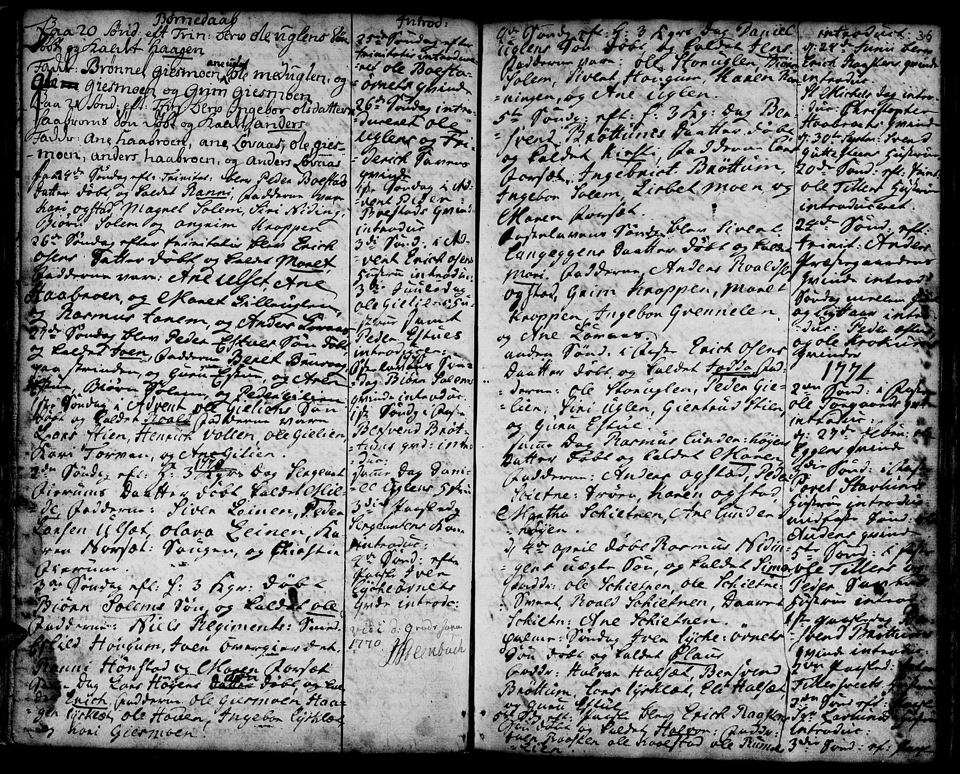 Ministerialprotokoller, klokkerbøker og fødselsregistre - Sør-Trøndelag, AV/SAT-A-1456/618/L0437: Parish register (official) no. 618A02, 1749-1782, p. 36