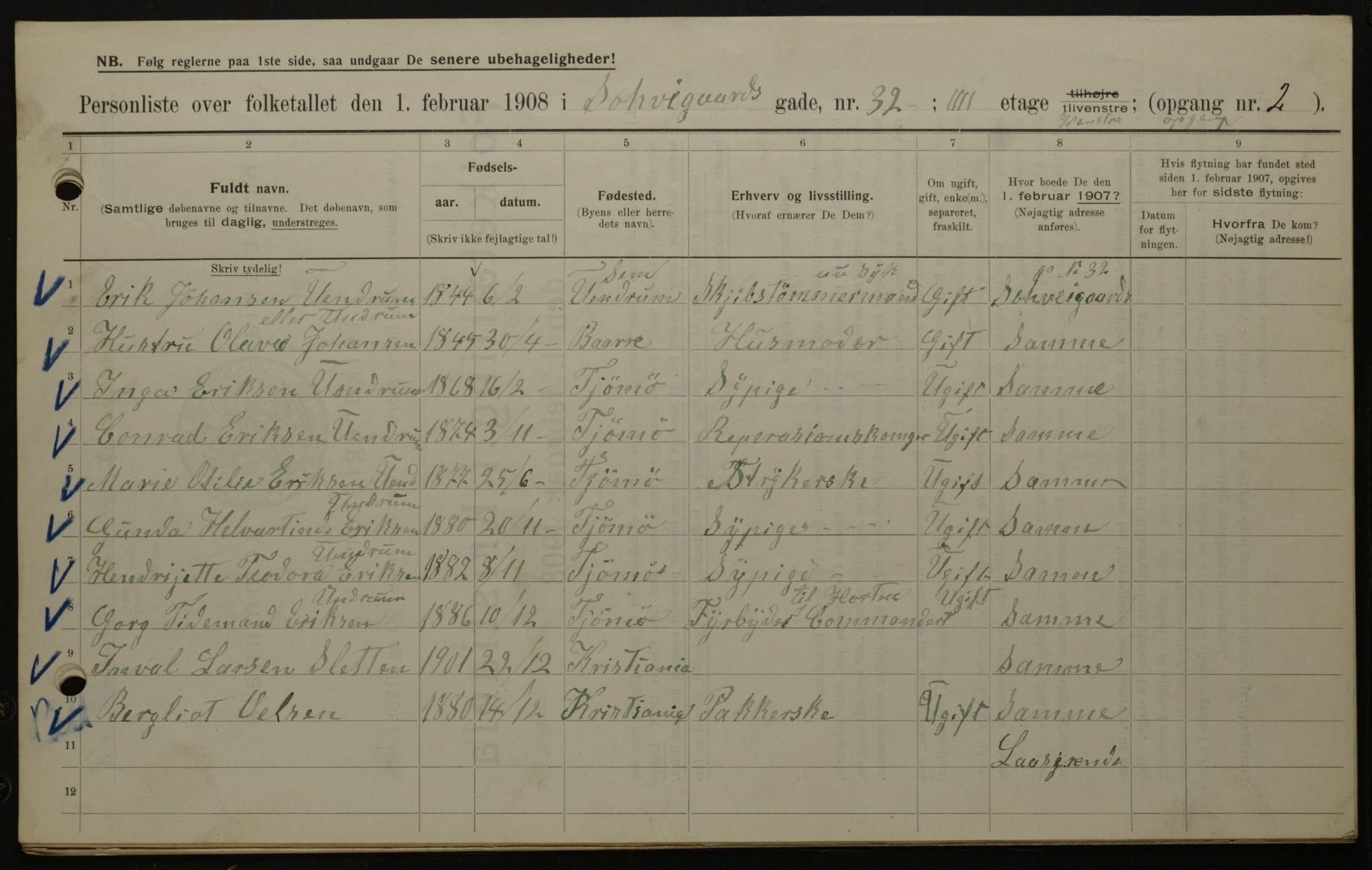 OBA, Municipal Census 1908 for Kristiania, 1908, p. 81786