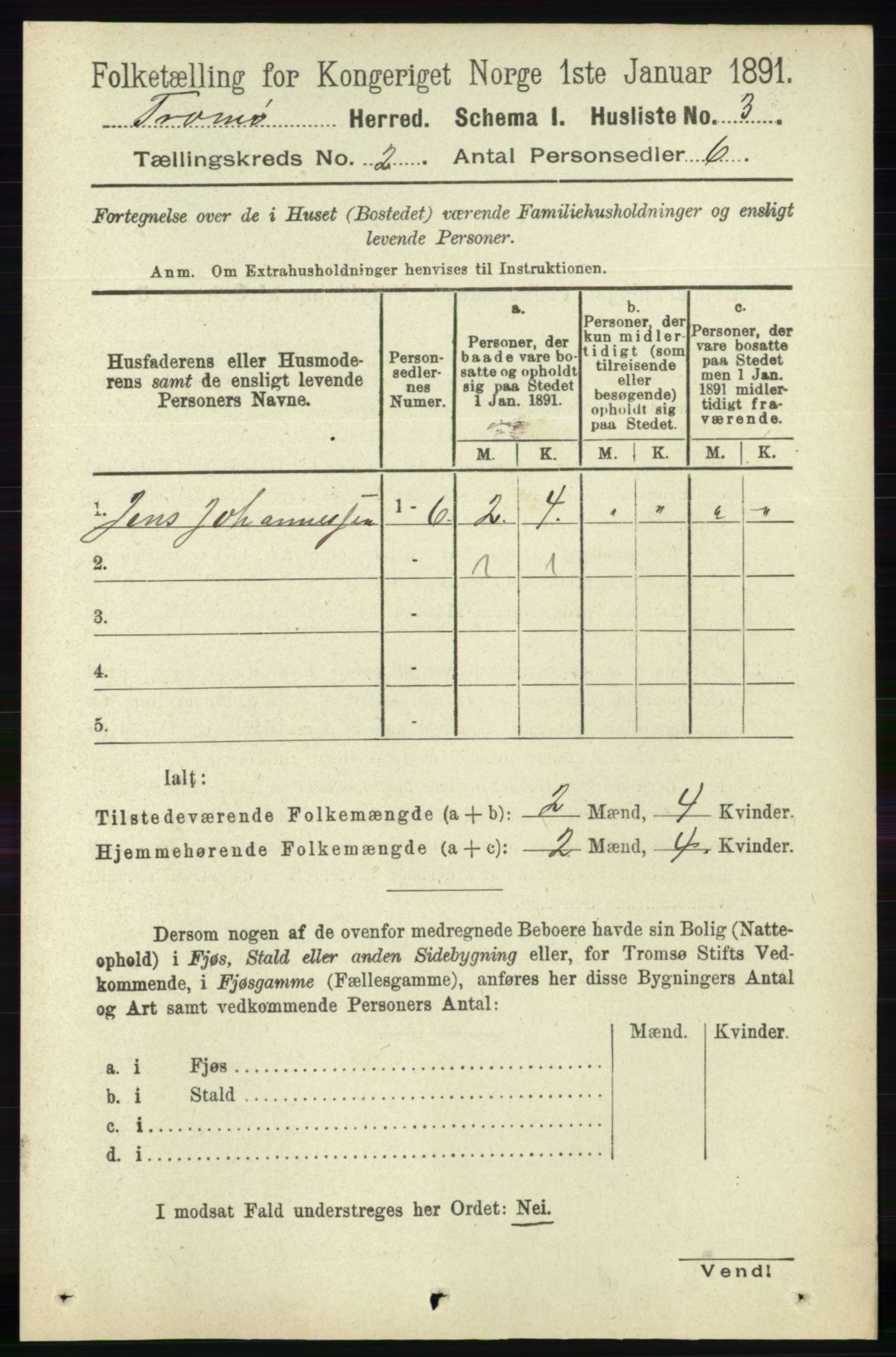 RA, 1891 census for 0921 Tromøy, 1891, p. 411