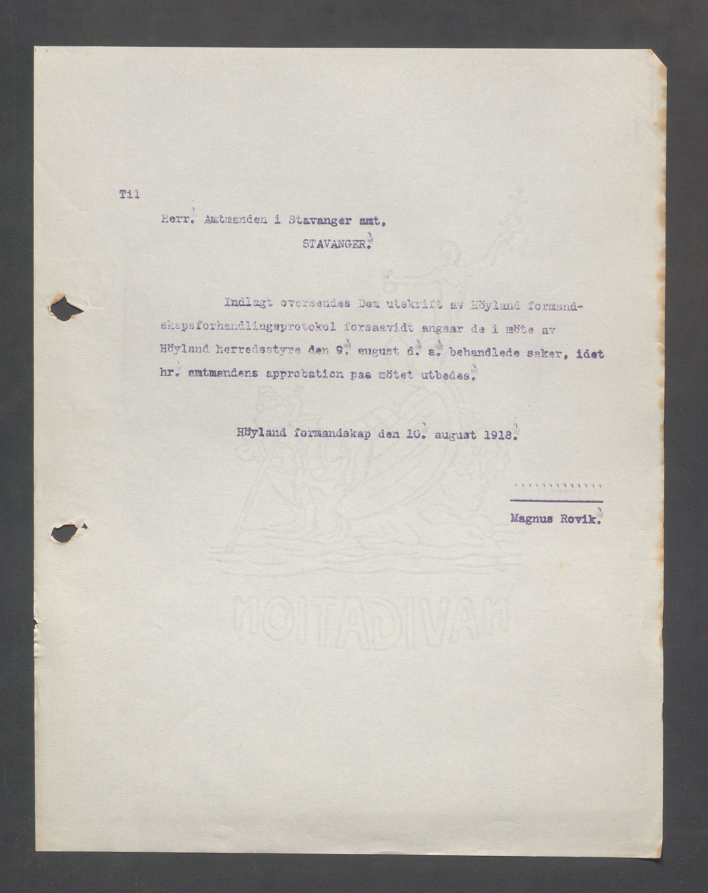 Høyland kommune - Formannskapet, IKAR/K-100046/B/L0005: Kopibok, 1918-1921, p. 198