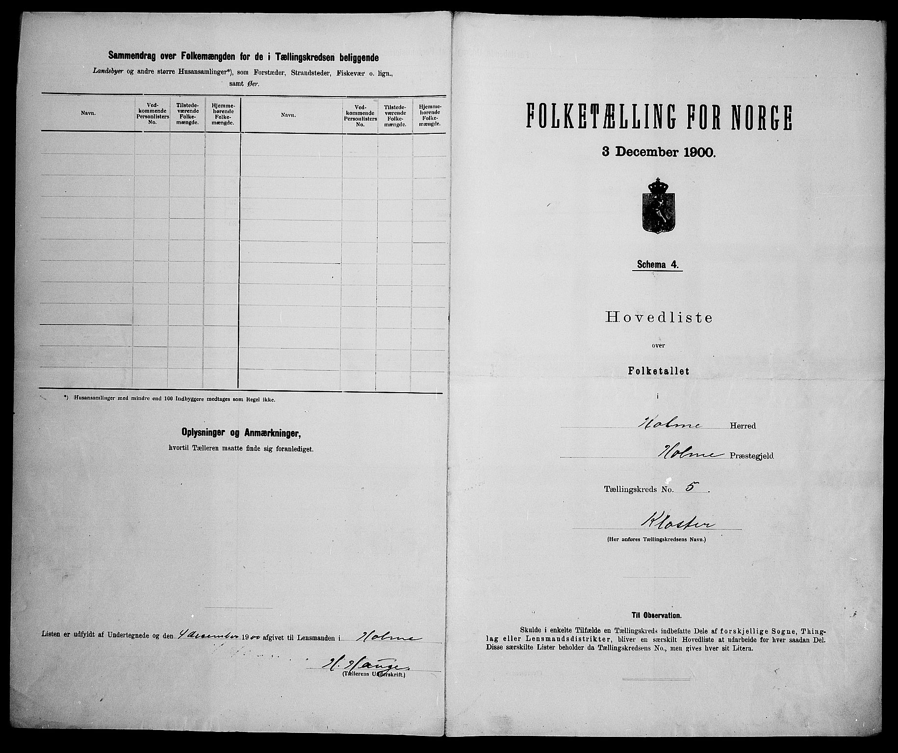 SAK, 1900 census for Holum, 1900, p. 27