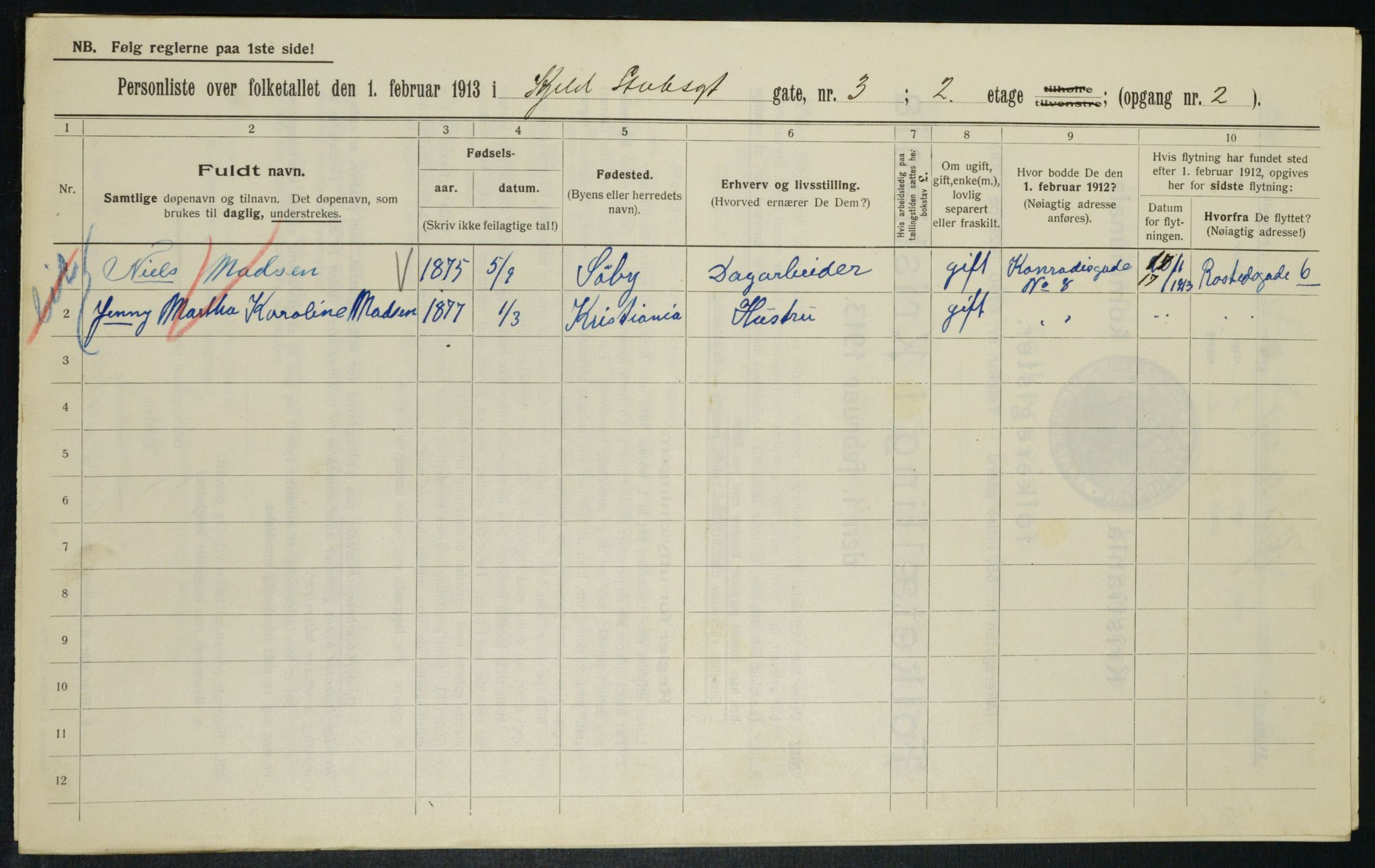 OBA, Municipal Census 1913 for Kristiania, 1913, p. 51220