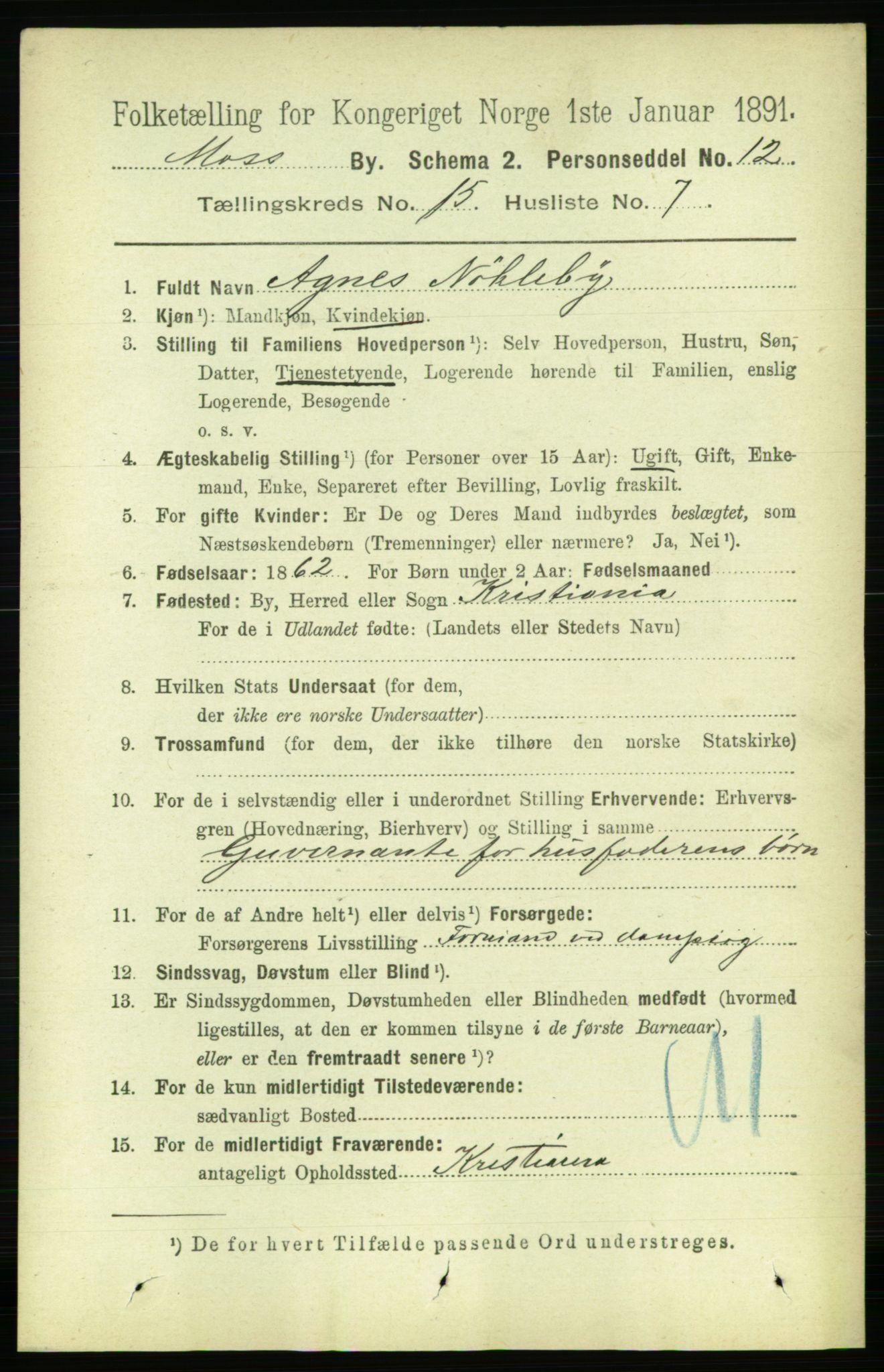 RA, 1891 census for 0104 Moss, 1891, p. 7333