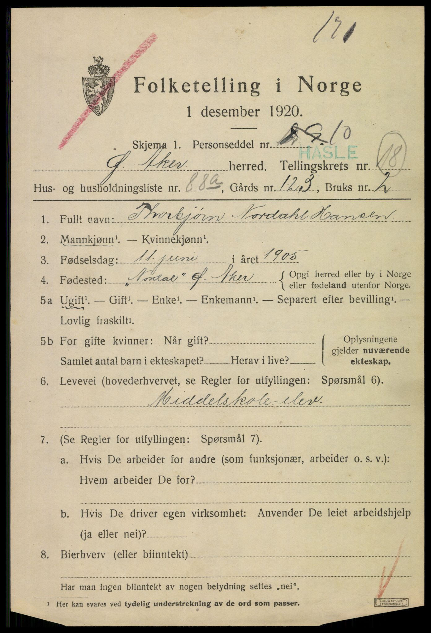 SAO, 1920 census for Aker, 1920, p. 111590