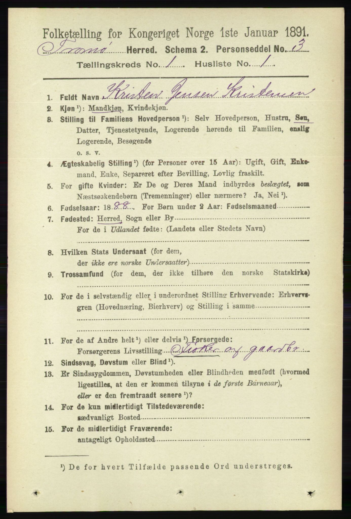 RA, 1891 census for 0921 Tromøy, 1891, p. 86