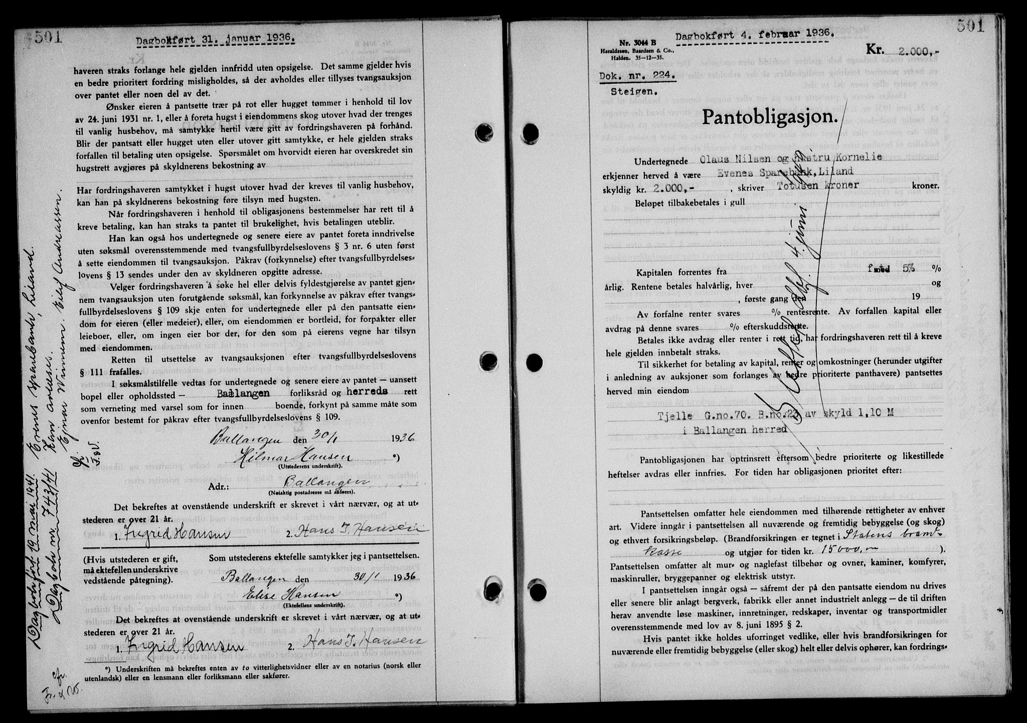 Steigen og Ofoten sorenskriveri, SAT/A-0030/1/2/2C/L0026: Mortgage book no. 30, 1935-1936, Deed date: 04.02.1936