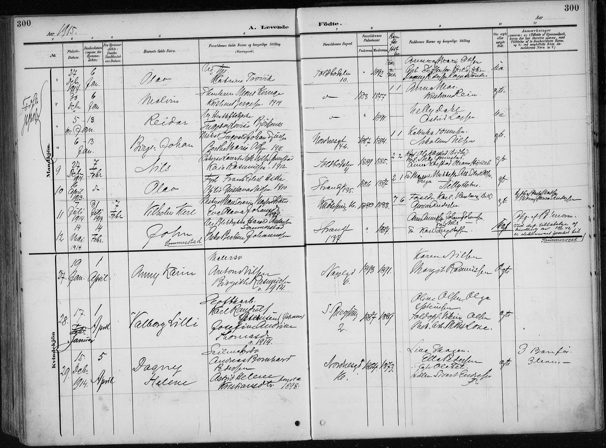 Nykirken Sokneprestembete, AV/SAB-A-77101/H/Haa/L0019: Parish register (official) no. B 7, 1904-1916, p. 300