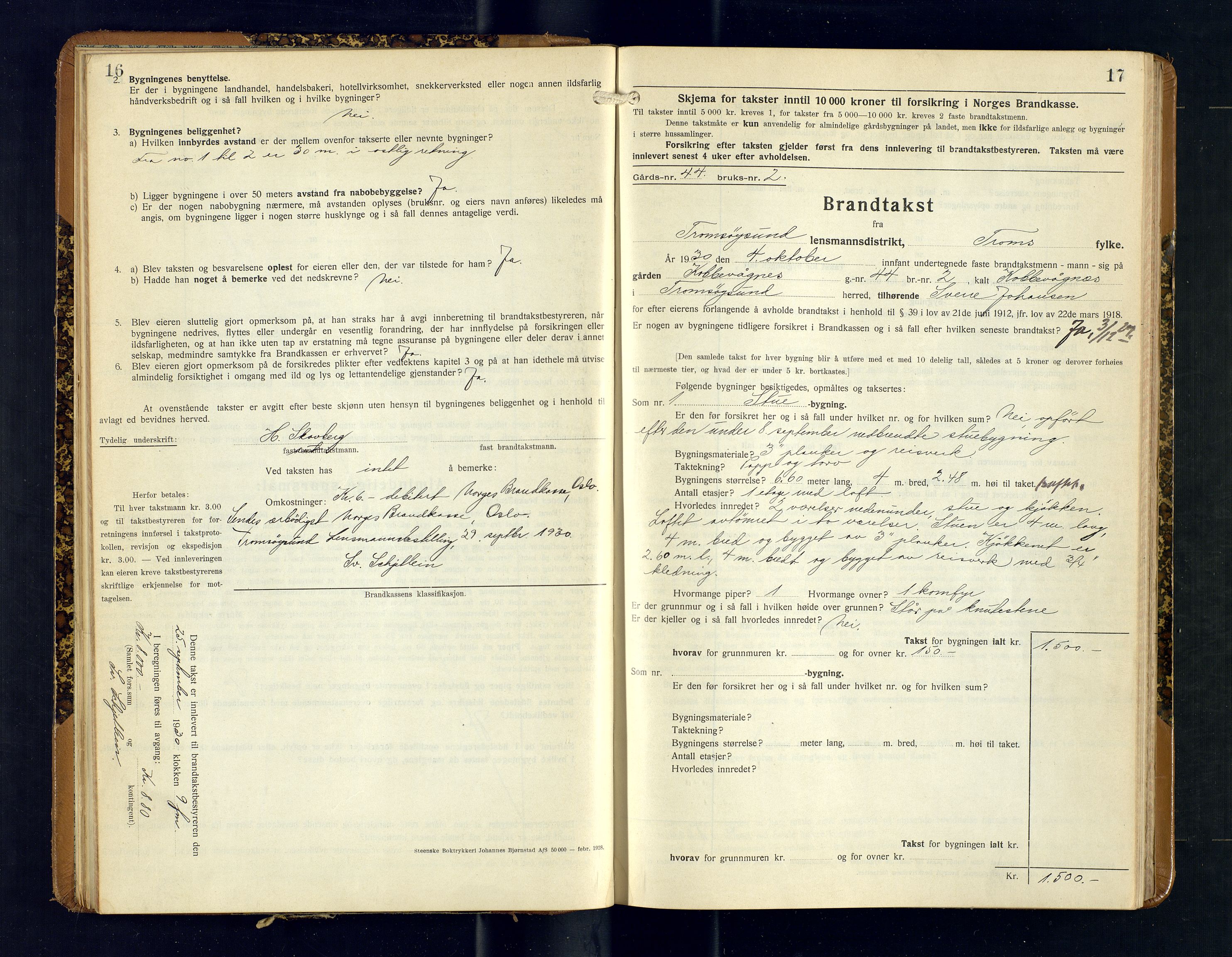 Tromsøysund lensmannskontor, AV/SATØ-SATØ-12/F/Fs/Fsb/L0751: Branntakstprotokoll (S). Med register, 1929-1932, p. 16-17