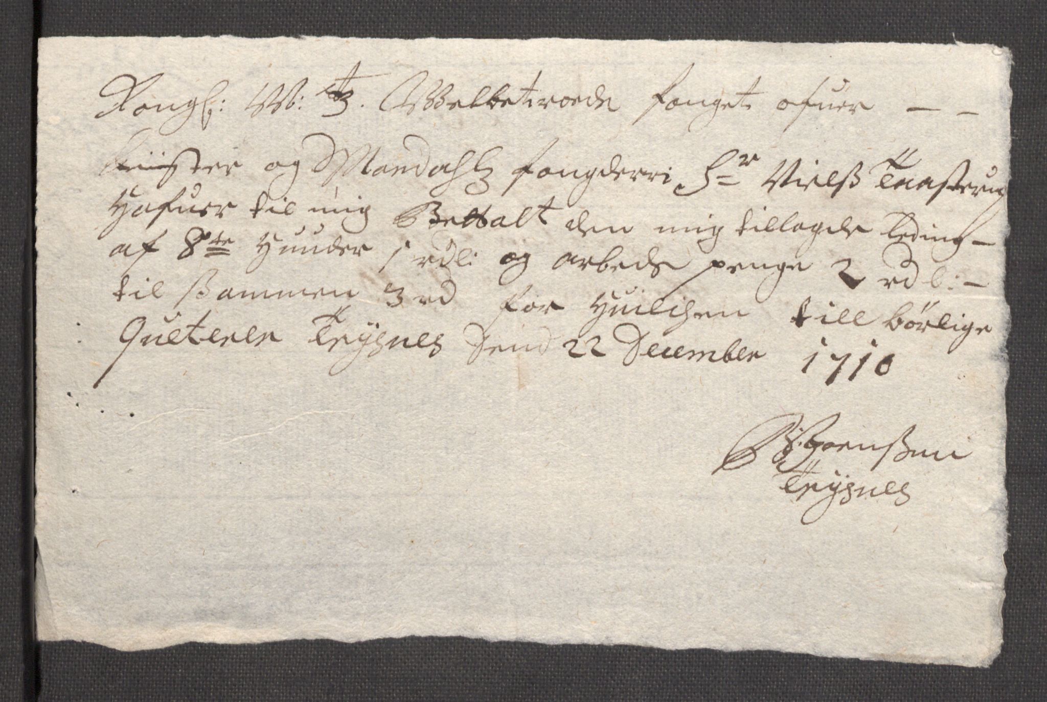 Rentekammeret inntil 1814, Reviderte regnskaper, Fogderegnskap, AV/RA-EA-4092/R43/L2553: Fogderegnskap Lista og Mandal, 1710, p. 105