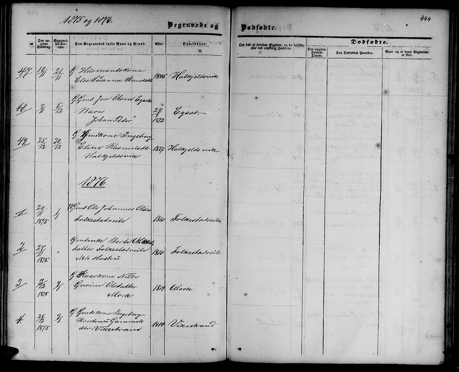 Ministerialprotokoller, klokkerbøker og fødselsregistre - Møre og Romsdal, SAT/A-1454/511/L0157: Parish register (copy) no. 511C03, 1864-1884, p. 444