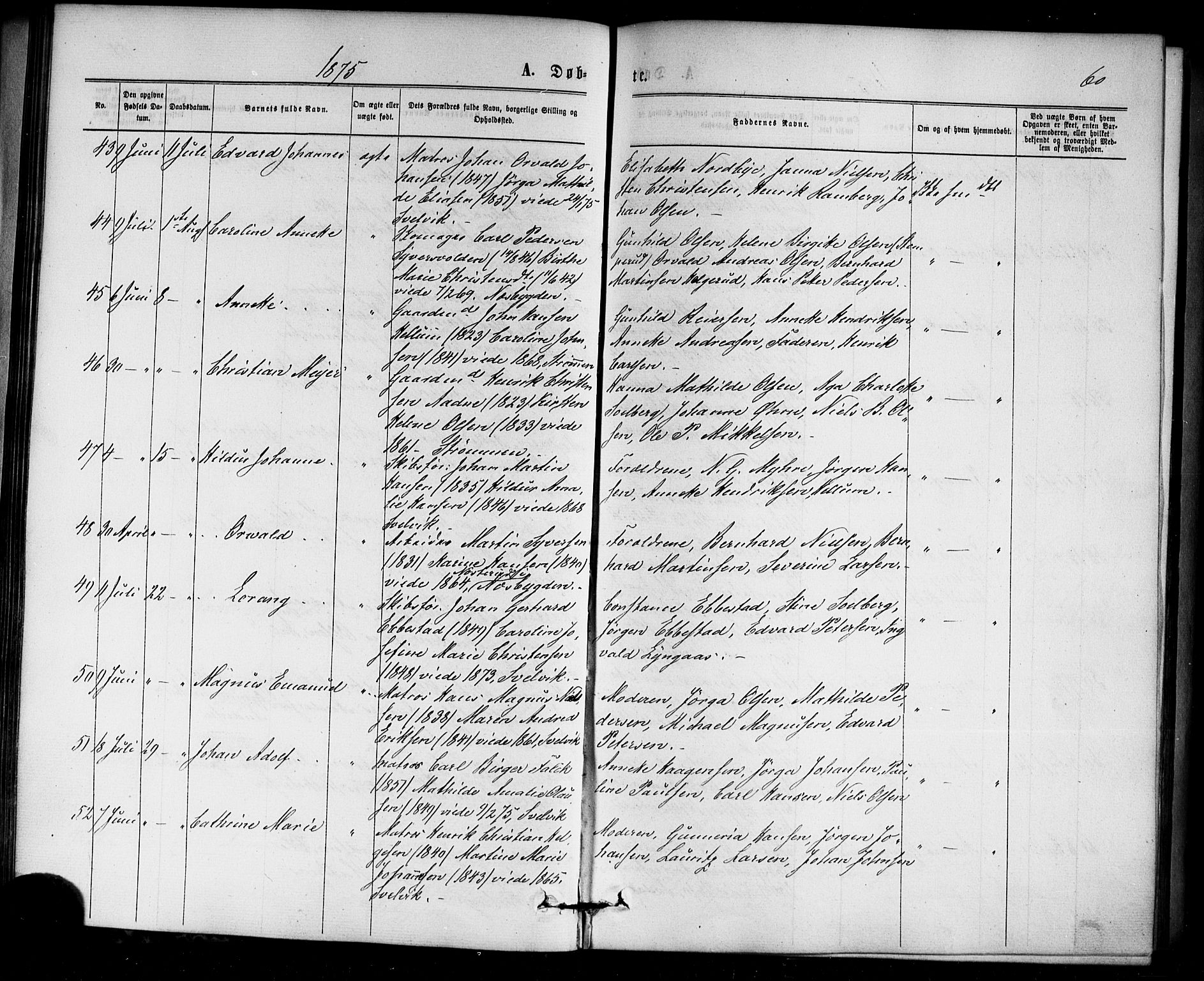 Strømm kirkebøker, AV/SAKO-A-322/F/Fa/L0002: Parish register (official) no. I 2, 1870-1877, p. 60