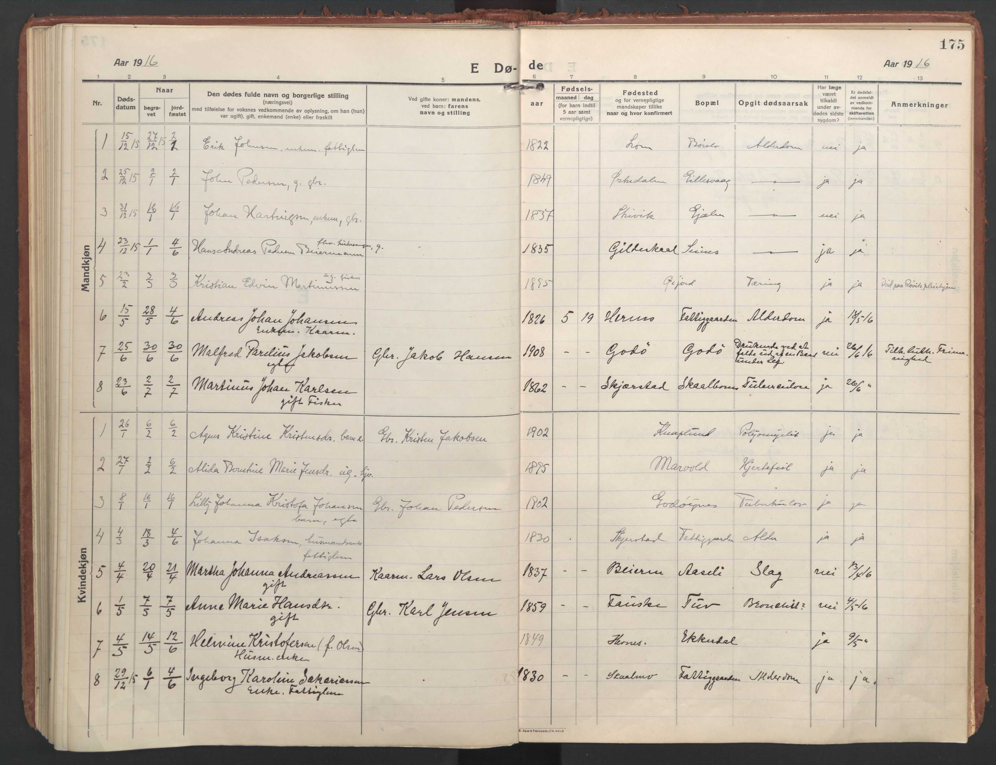 Ministerialprotokoller, klokkerbøker og fødselsregistre - Nordland, SAT/A-1459/804/L0086: Parish register (official) no. 804A07, 1916-1935, p. 175