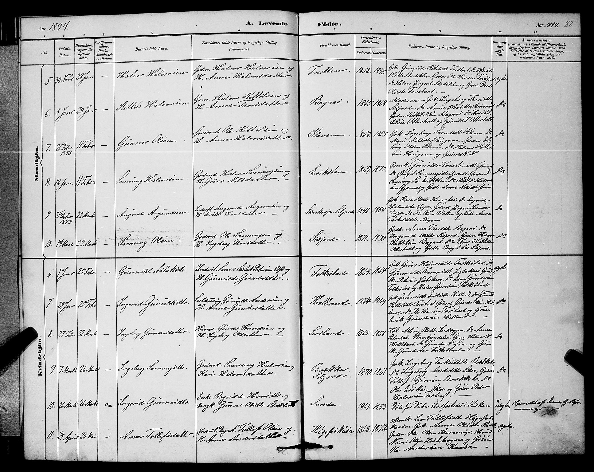 Bø kirkebøker, SAKO/A-257/G/Ga/L0005: Parish register (copy) no. 5, 1883-1897, p. 82
