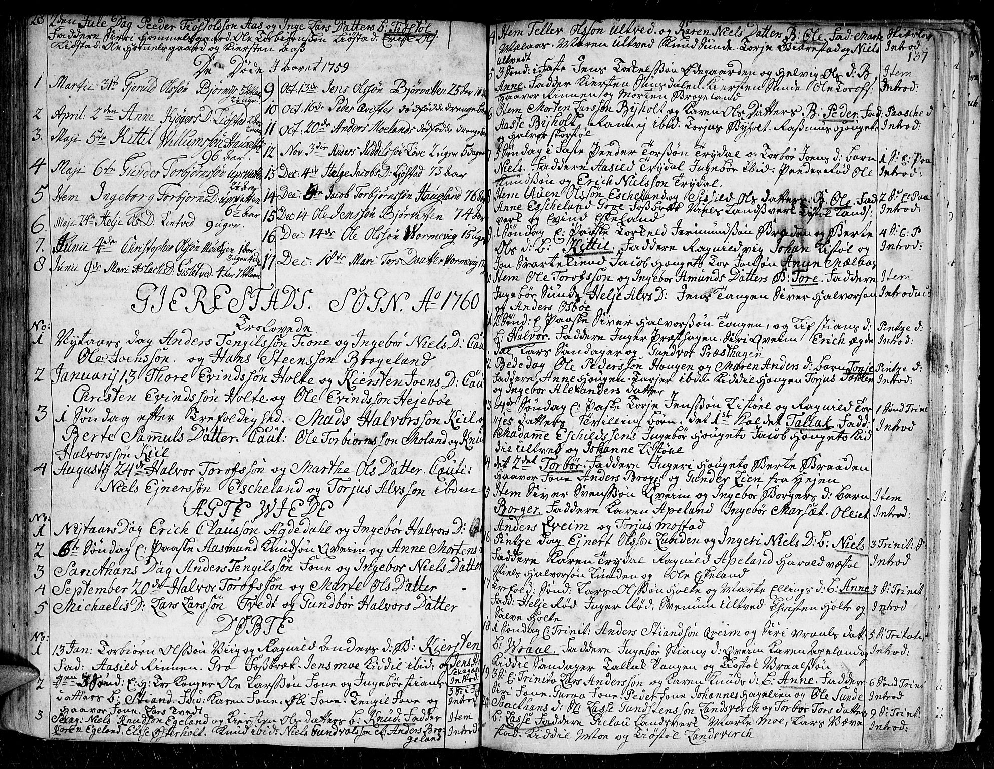 Gjerstad sokneprestkontor, AV/SAK-1111-0014/F/Fa/Faa/L0002: Parish register (official) no. A 2, 1717-1779, p. 137