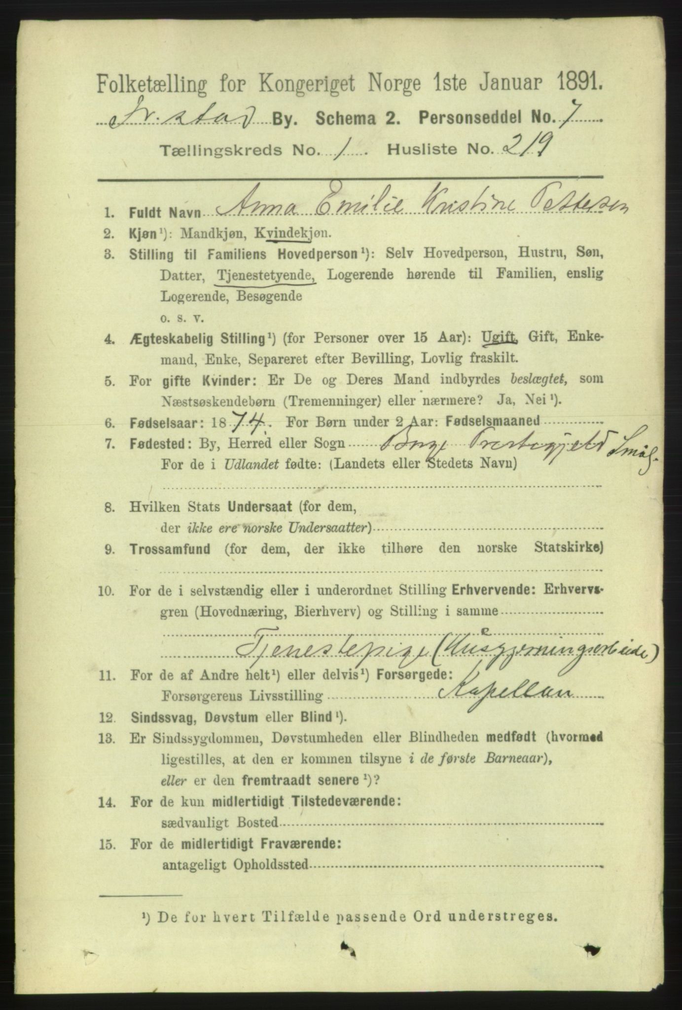 RA, 1891 census for 0103 Fredrikstad, 1891, p. 4434