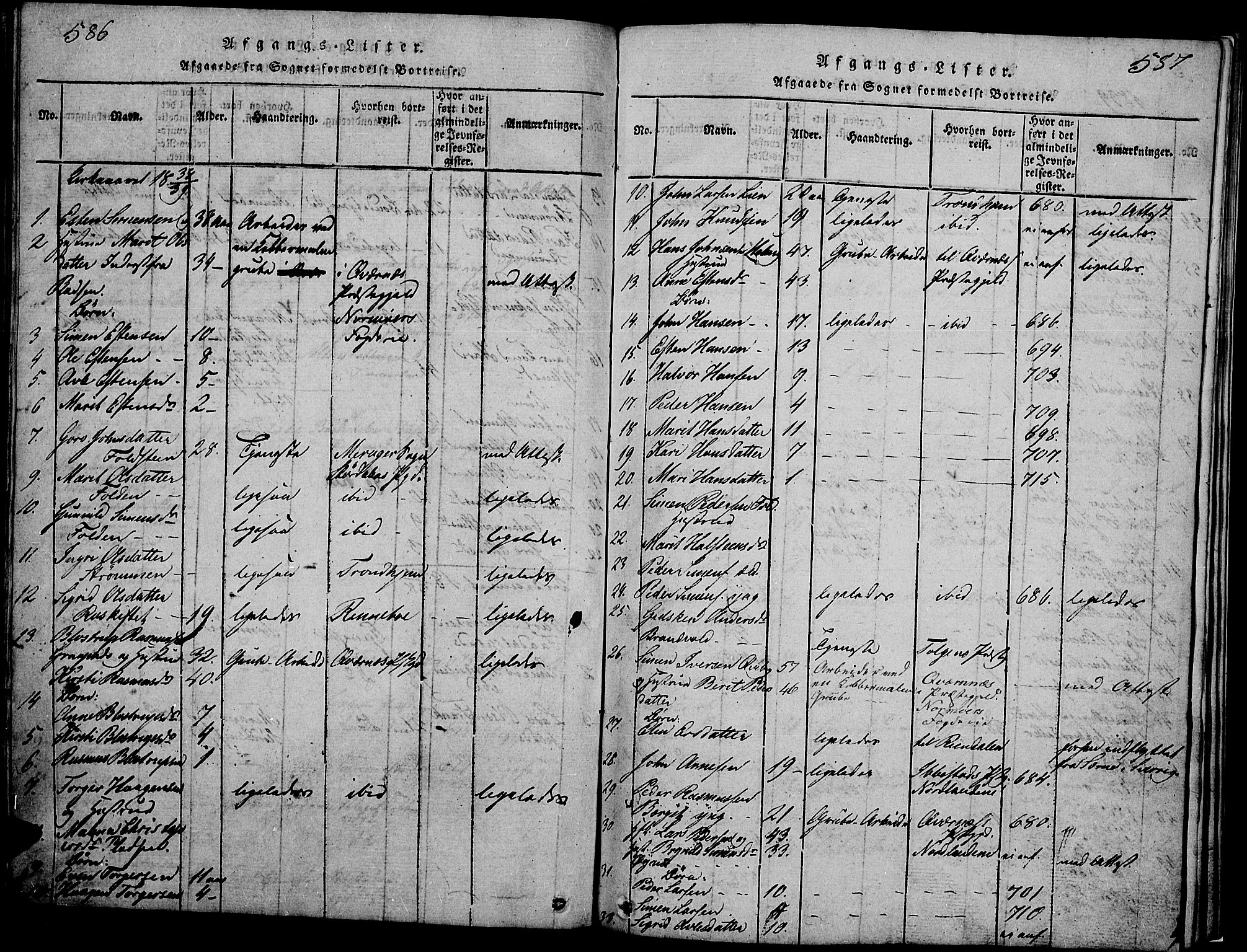 Tynset prestekontor, SAH/PREST-058/H/Ha/Hab/L0002: Parish register (copy) no. 2, 1814-1862, p. 586-587